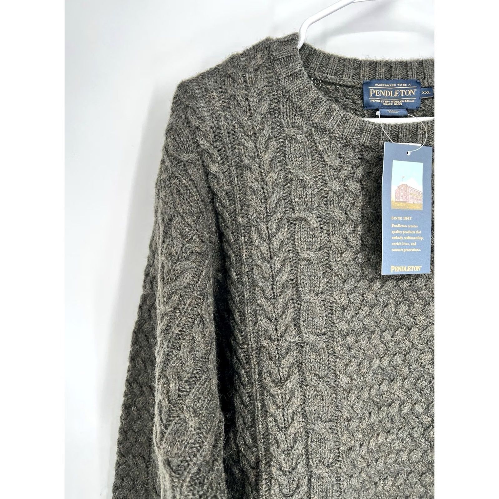 Pendleton Pendleton 100% Wool Fisherman Sweater Knit Crew Neck 2XL Dark Green Mens Pullover Cable Knit Vintage: No Size US XXL / EU 58 / 5 - 7 Thumbnail