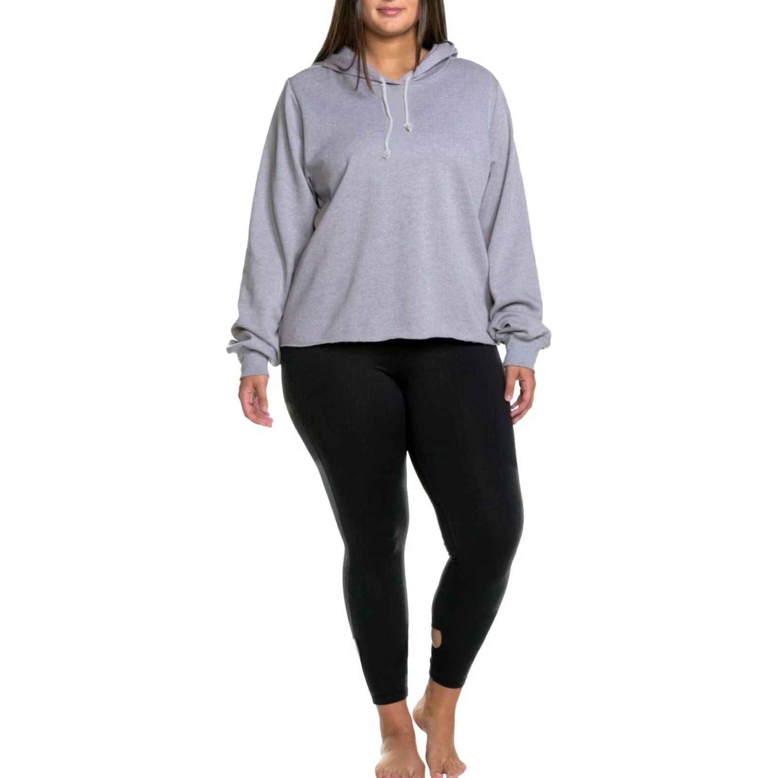 Soffe Soffe Hoodie Cropped Vintage Gray 3X Plus Size Sweatshirt - Loose Fit, Cotton Blend, Long Sleeve, Activewear, Hoodie, Women, 5422 Size XXL / US 16-18 / IT 52-54 - 2 Thumbnail