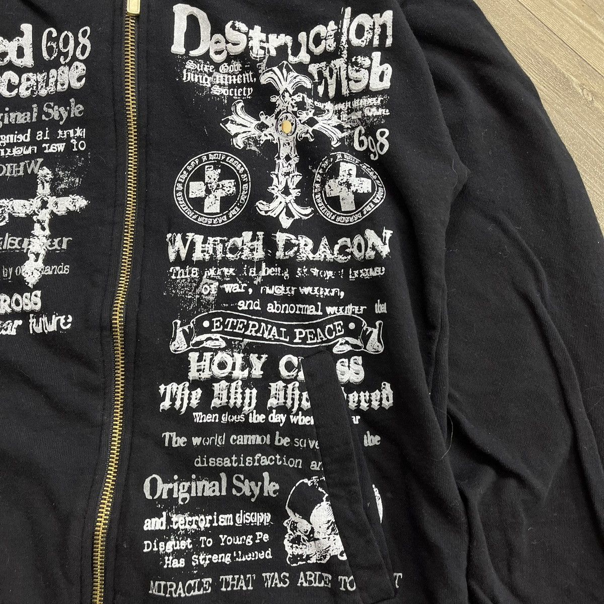 14th Addiction 2000s Beaumere Skulls Cross Punk Lgb Style Zip Fur Hoodie Size US M / EU 48-50 / 2 - 5 Thumbnail