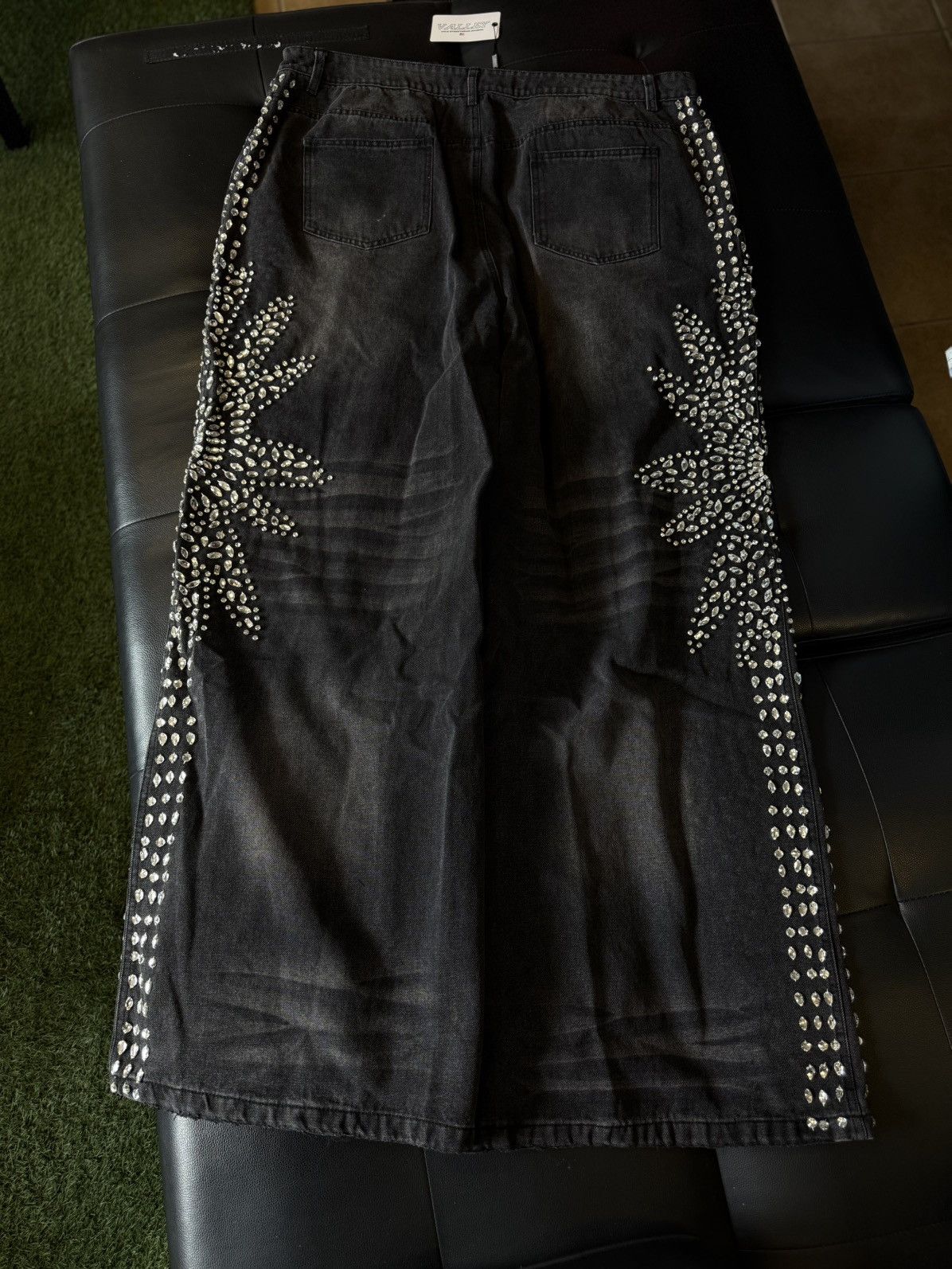 Vale Valley Stone Crystal Rhinestone Baggy Black Jeans Size 38 Size US 38 / EU 54 - 12 Thumbnail
