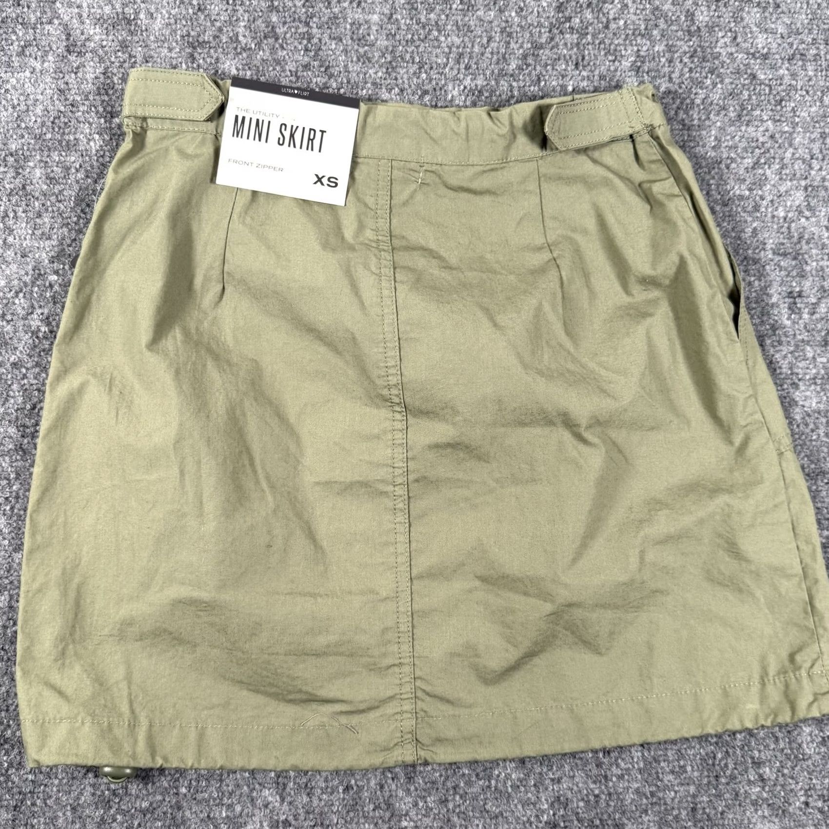 Vintage Ultra Flirt Mini Skirt Womens XS Green Front Zipper Utility Casual Size 26" / US 2 / IT 38 - 3 Thumbnail