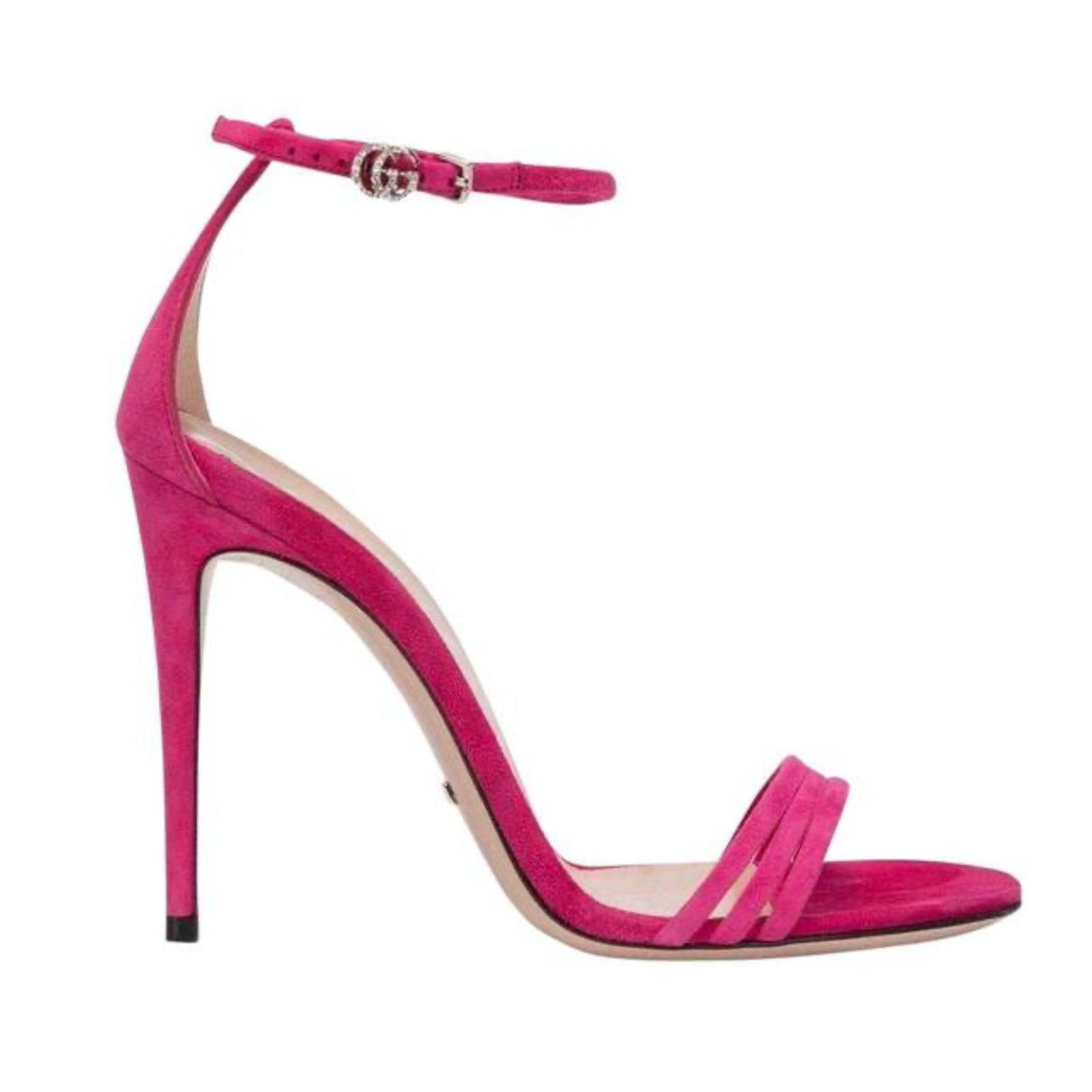 Gucci Gucci Ilse Bright Fuxia Pink Suede Crystal GG Logo Ankle Size US 6 / IT 36 - 3 Thumbnail