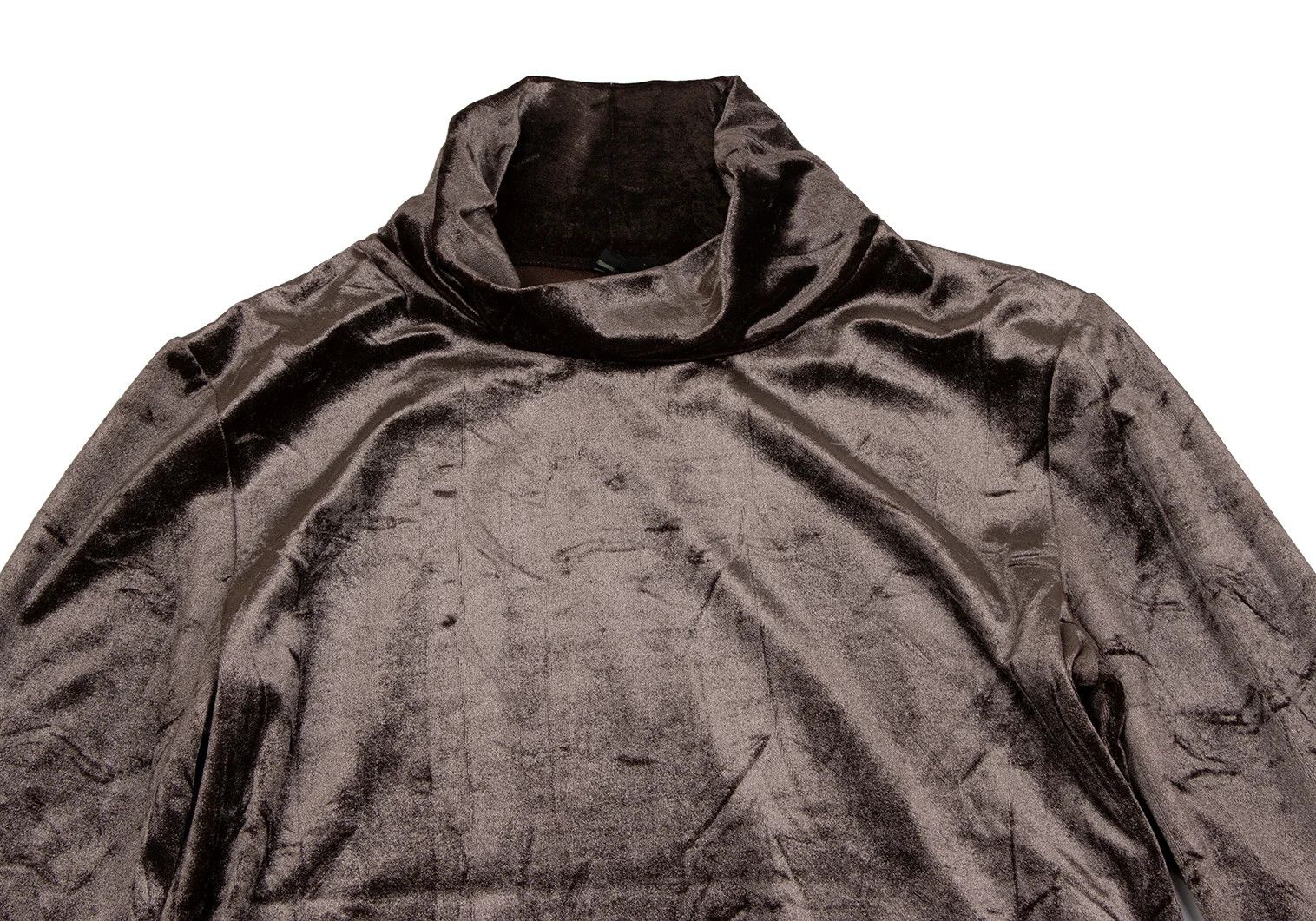 Jean Paul Gaultier Glossy Velvet High Neck Top in Dark Brown, Size 48 Size US M / EU 48-50 / 2 - 2 Thumbnail