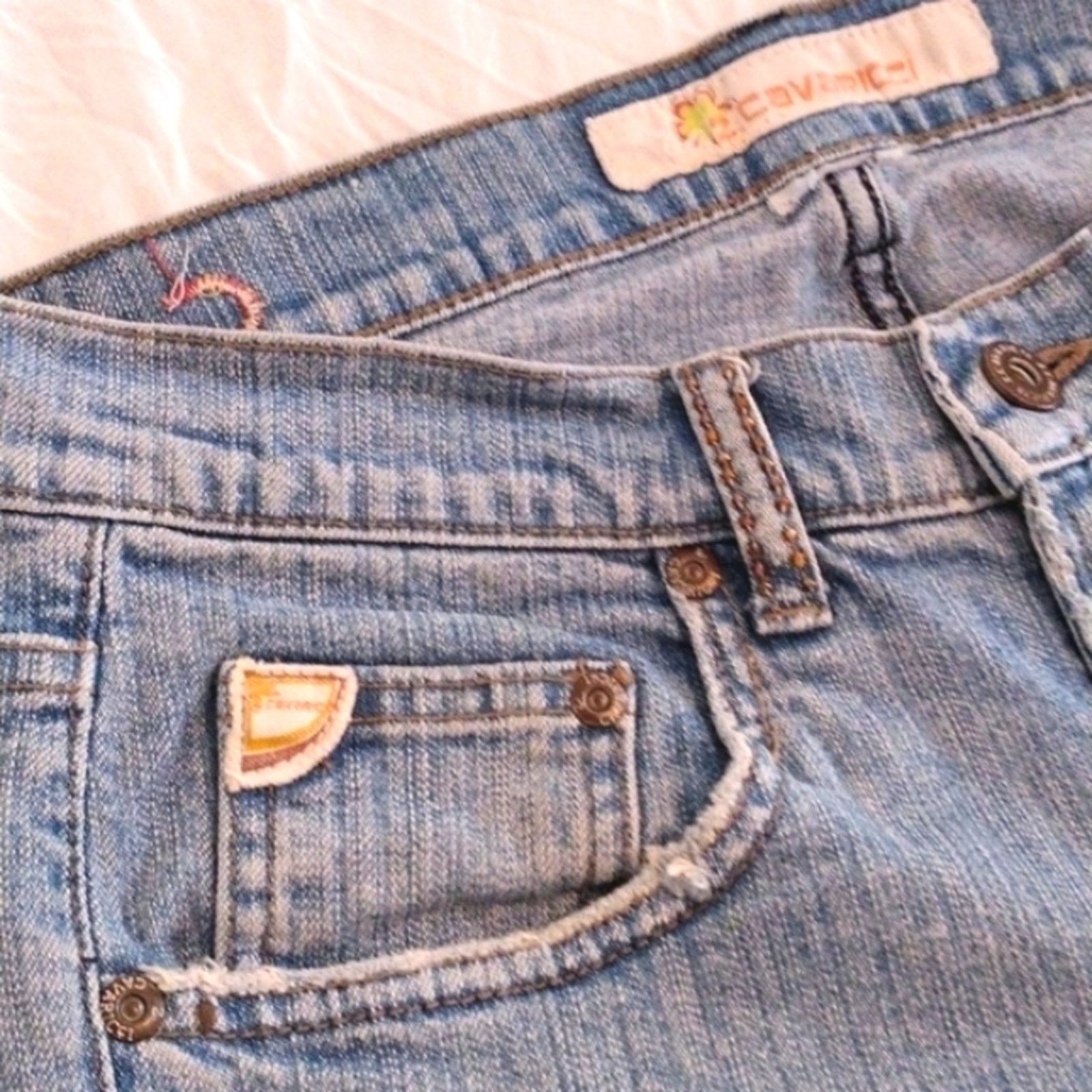 Other Cavaricci Beaded Jeans Sz S 25"W Lt Blue Floral Bohemian VNT Size 25" / US 0 / IT 36 - 11 Thumbnail