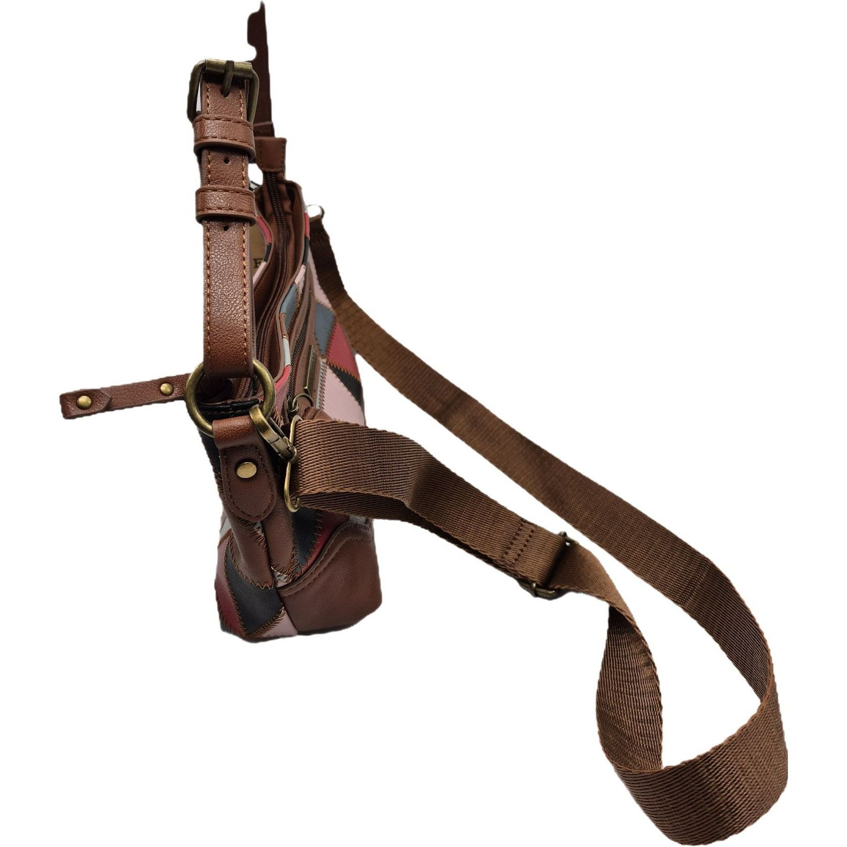 Frye Frye & Co. Geometric Patchwork Leather Crossbody Shoulderbag Size ONE SIZE - 9 Thumbnail