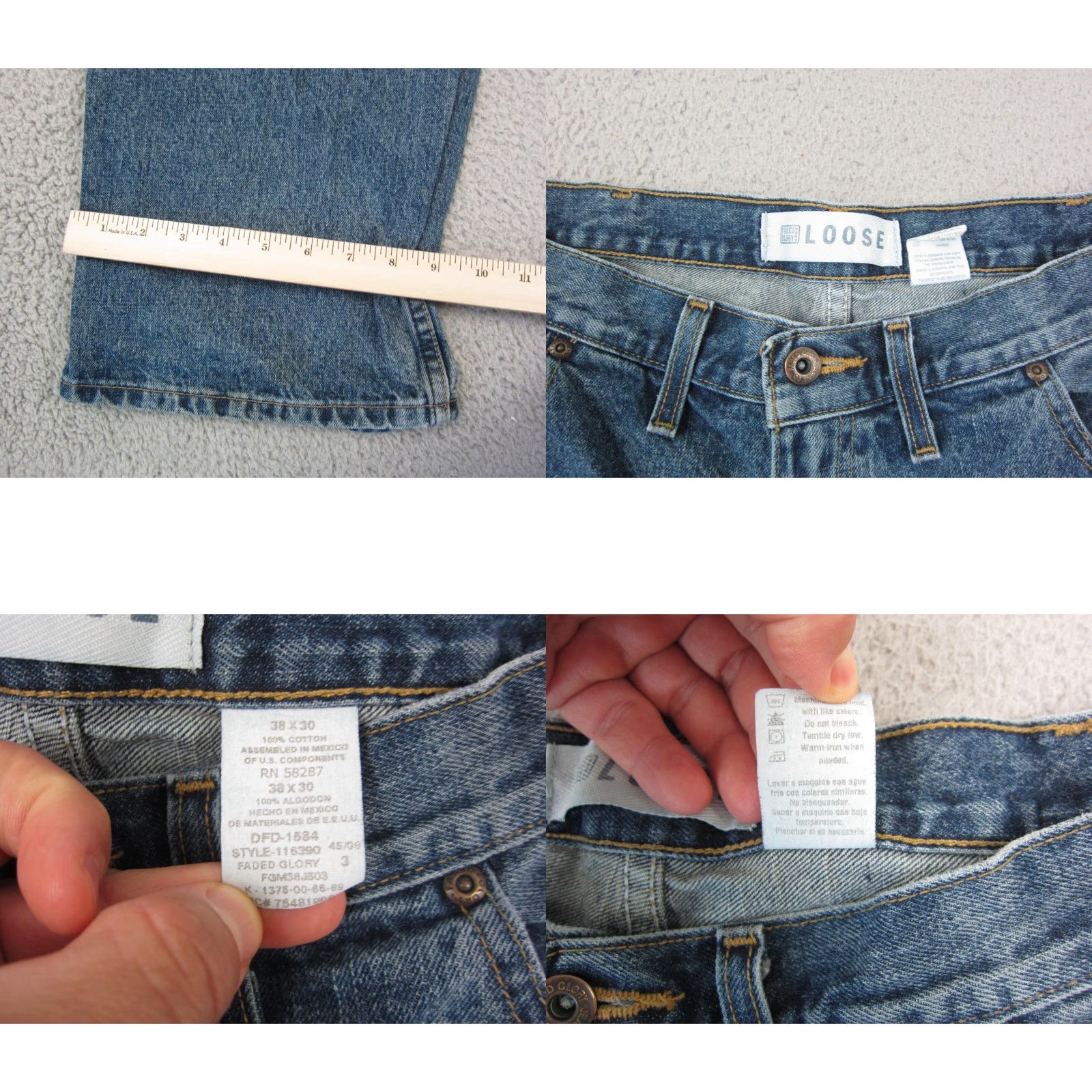 Faded Glory VINTAGE Faded Glory Jeans Mens 38 x 30 Blue Denim 5-Pocket Relaxed Fit 90s Retro Wide-Leg Jeans Mens Size US 38 / EU 54 - 9 Thumbnail