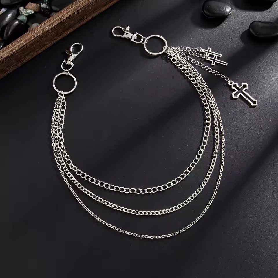Jewelry Punk Multilayer Metal Cross Pendant Pant Chain Size ONE SIZE - 3 Thumbnail