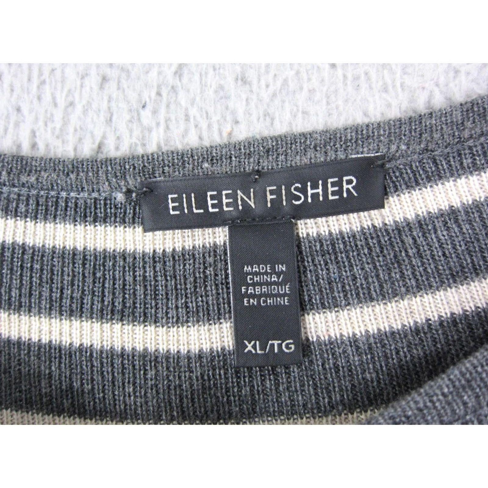 Eileen Fisher Eileen Fisher Sweater Women XL Gray White Striped Wool Blend Knit Size XL / US 12-14 / IT 48-50 - 4 Thumbnail