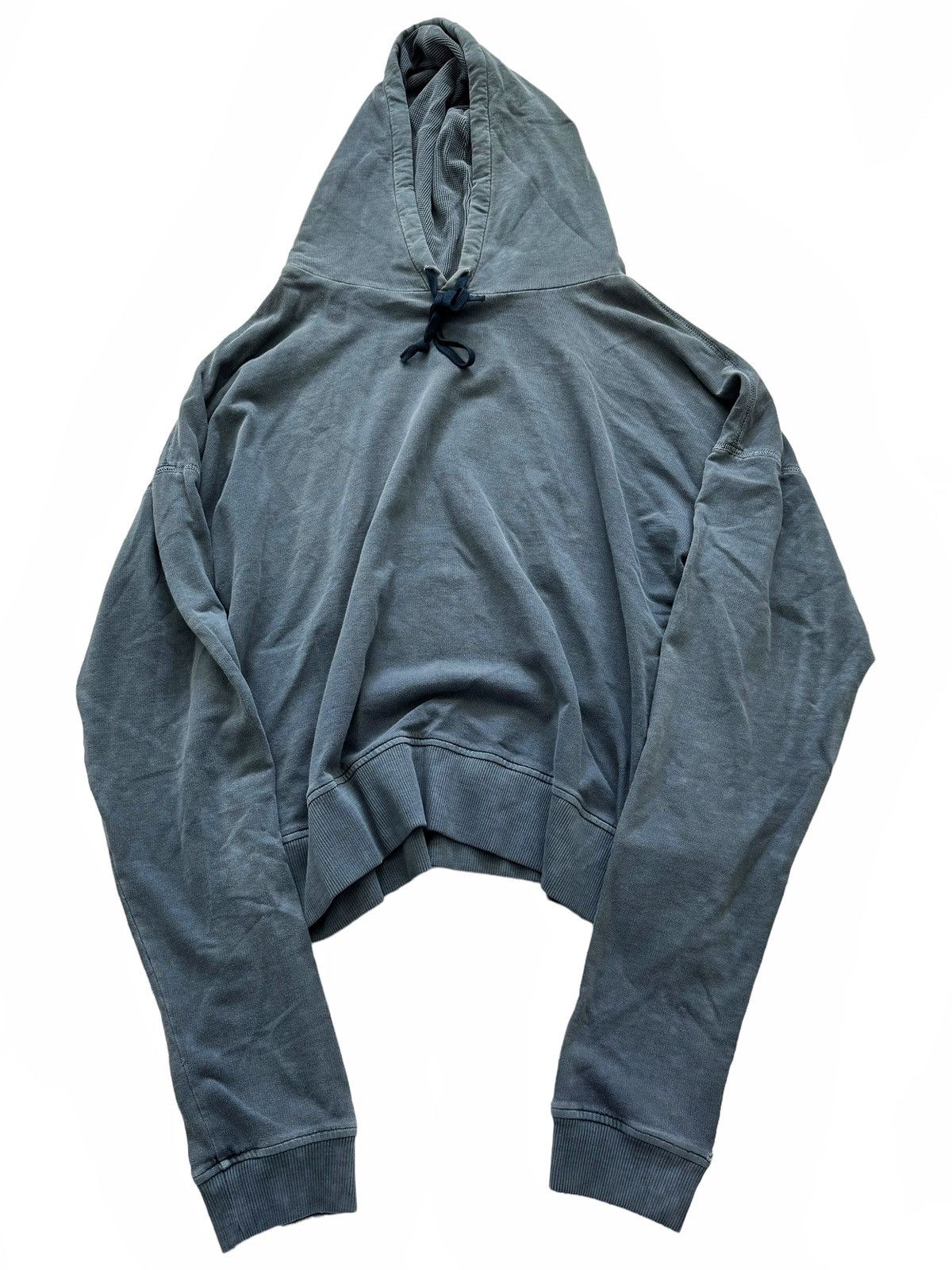 image of Greg Lauren Sz2 Sample Overdyed Faded Black/blue Basic Hoodie in Grey, Men's (Size Medium)