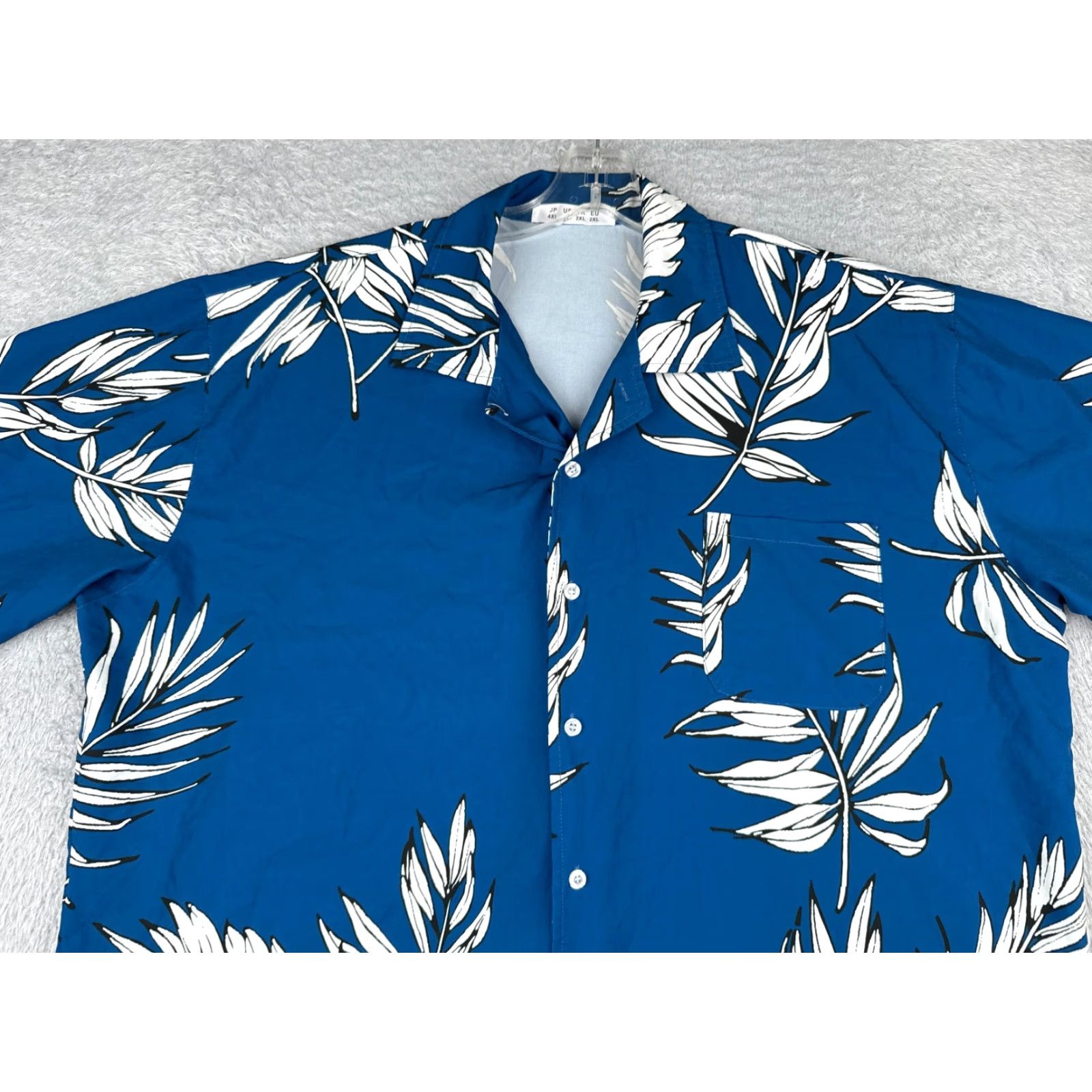 Vintage Hawaiian Shirt 2XL Blue Floral Leaf Short Sleeve Linen Blend Mens Size US XXL / EU 58 / 5 - 4 Thumbnail