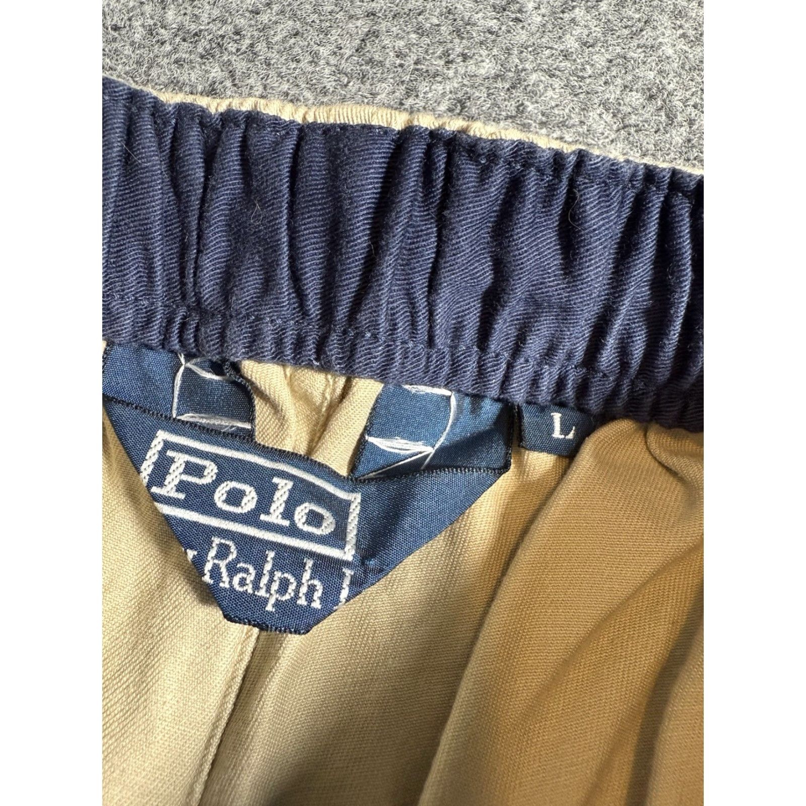 Polo Ralph Lauren VINTAGE 90s/Y2K Polo Ralph Lauren Shorts Khaki Beige Drawstring Pull On Mens L Chino Polo Ralph Lauren Size 36" / US 14 / IT 50 - 3 Thumbnail
