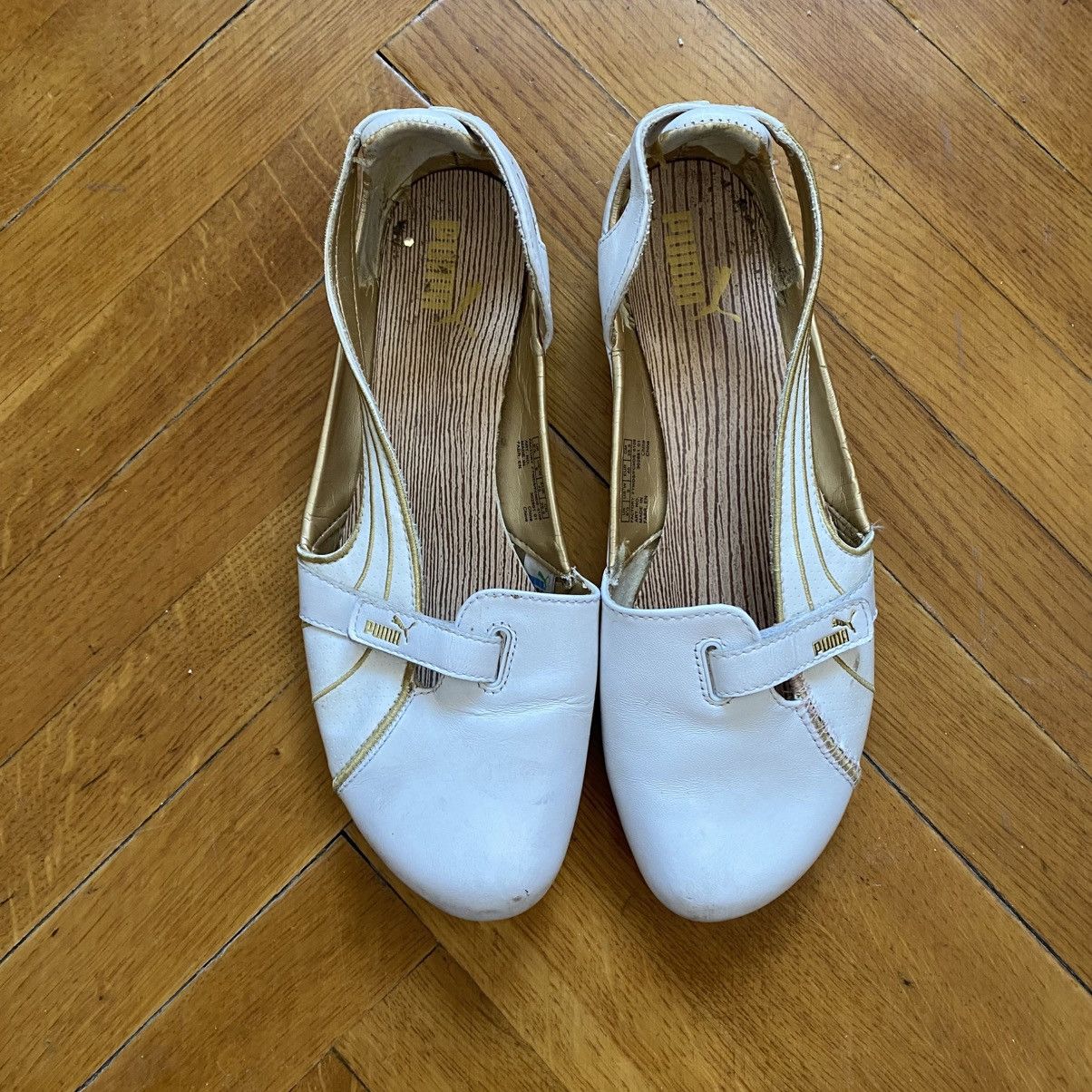 Puma VINTAGE PUMA WHITE/GOLD MULES SANDALS Size US 10 / IT 40 - 3 Thumbnail
