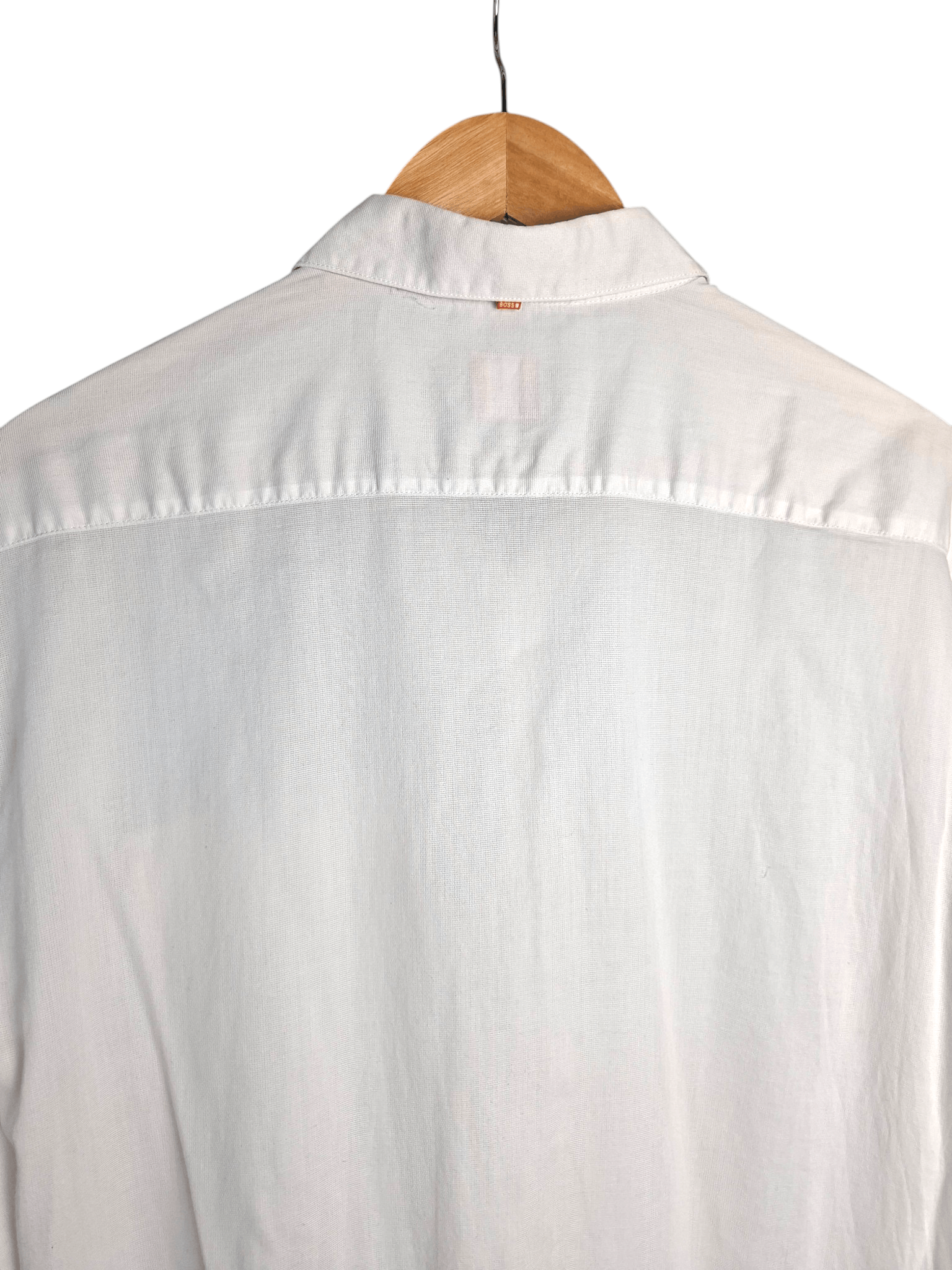 Hugo Boss Hugo Boss White Cotton Shirt Drawstring Hem Roll Tab Sleeve Size US L / EU 52-54 / 3 - 10 Thumbnail