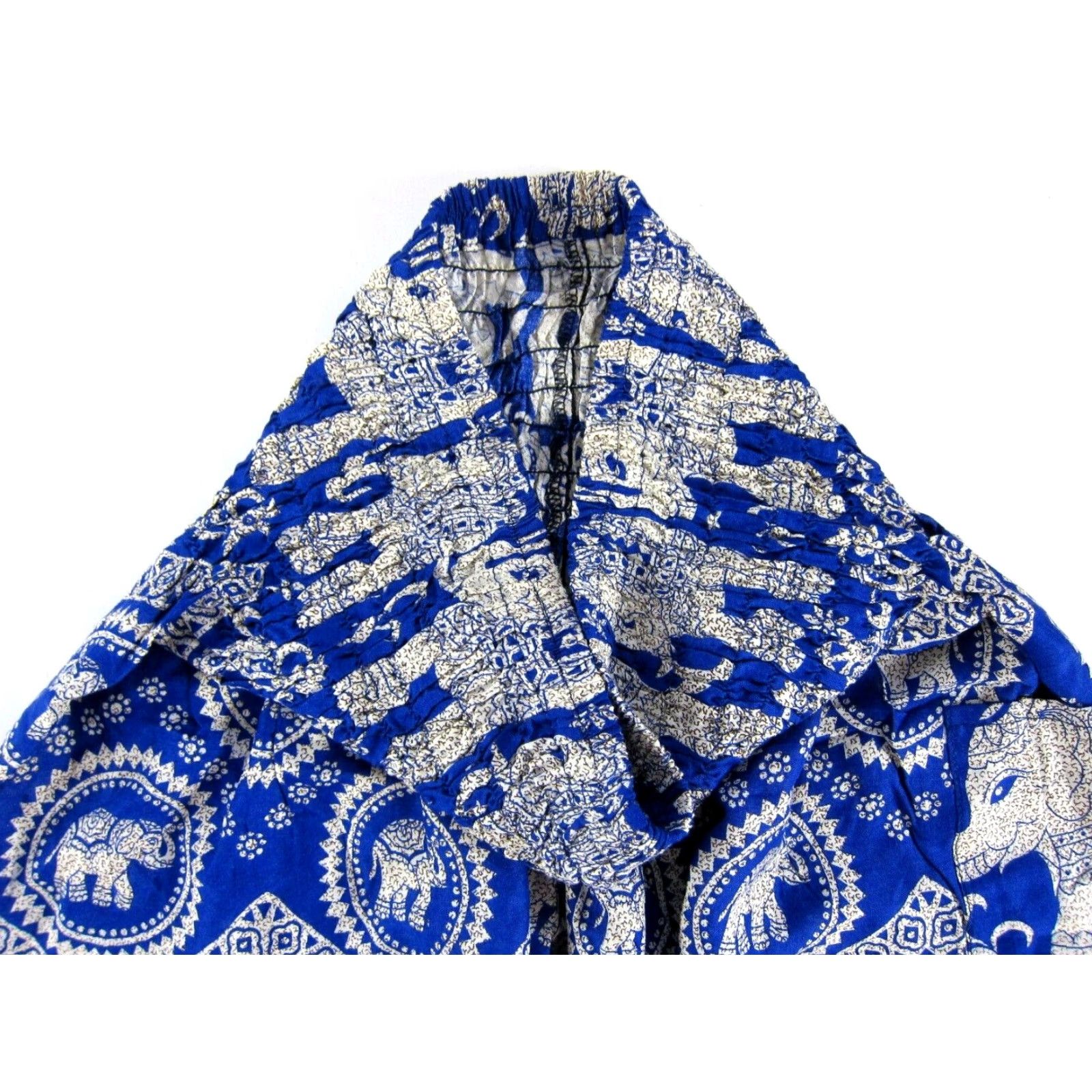 Vintage Vintage Thailand Rayon Blue White Elephant Floral Pocket Wide Leg Jogger Pant M Size 32" / US 10 / IT 46 - 5 Thumbnail