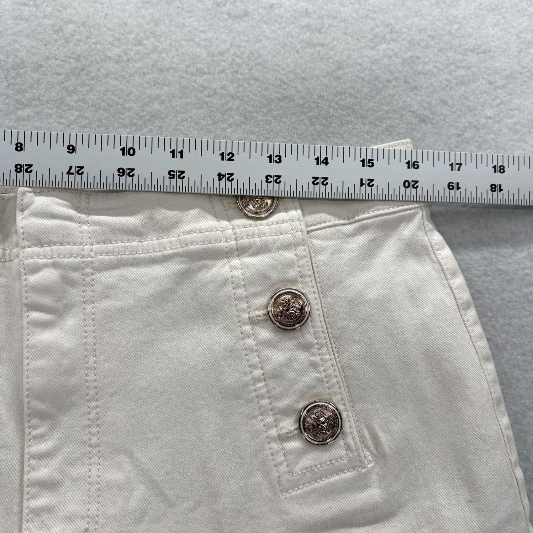 Ann Taylor VINTAGE? No. Ann Taylor White Wide Leg Crop Pants 12P Petite Women White Twill High Rise Sailor Cropped Pants with Pockets Stretch Size 34" / US 12 / IT 48 - 6 Thumbnail