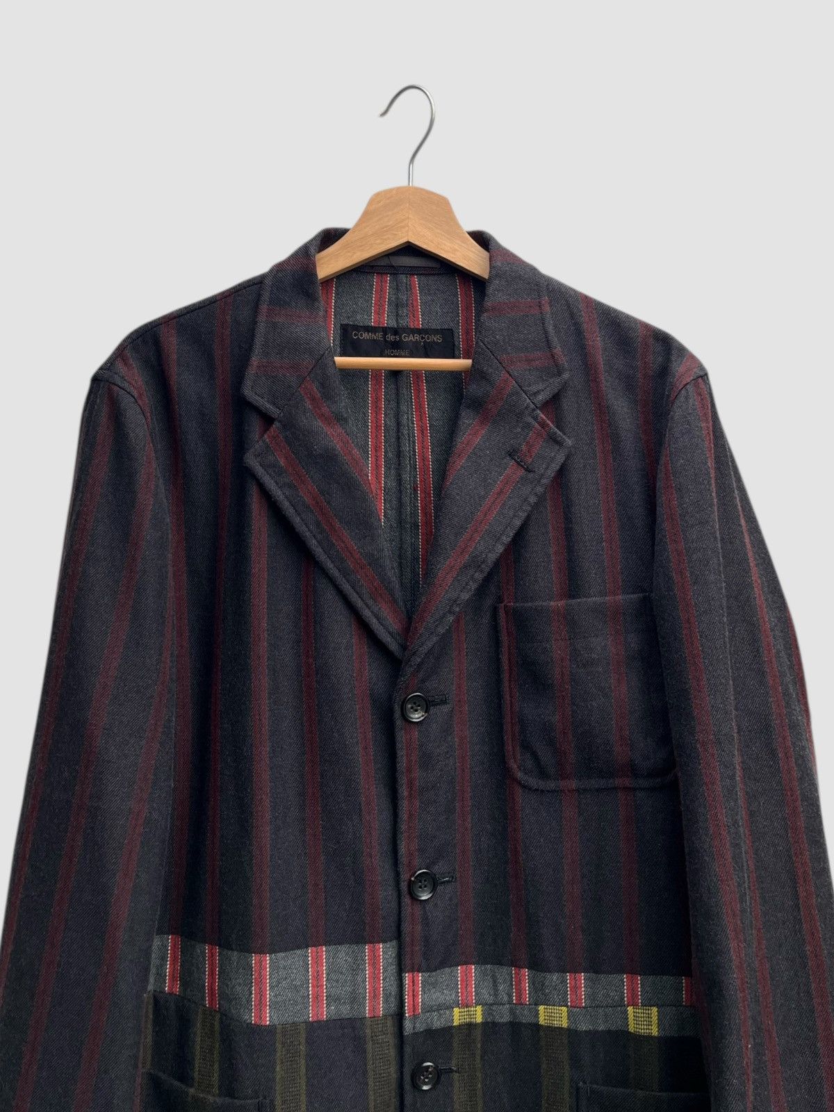 Comme des Garcons Homme Archive AW01 CdG Homme Deconstructed Patchwork Stripe Jacket Size US M / EU 48-50 / 2 - 6 Thumbnail
