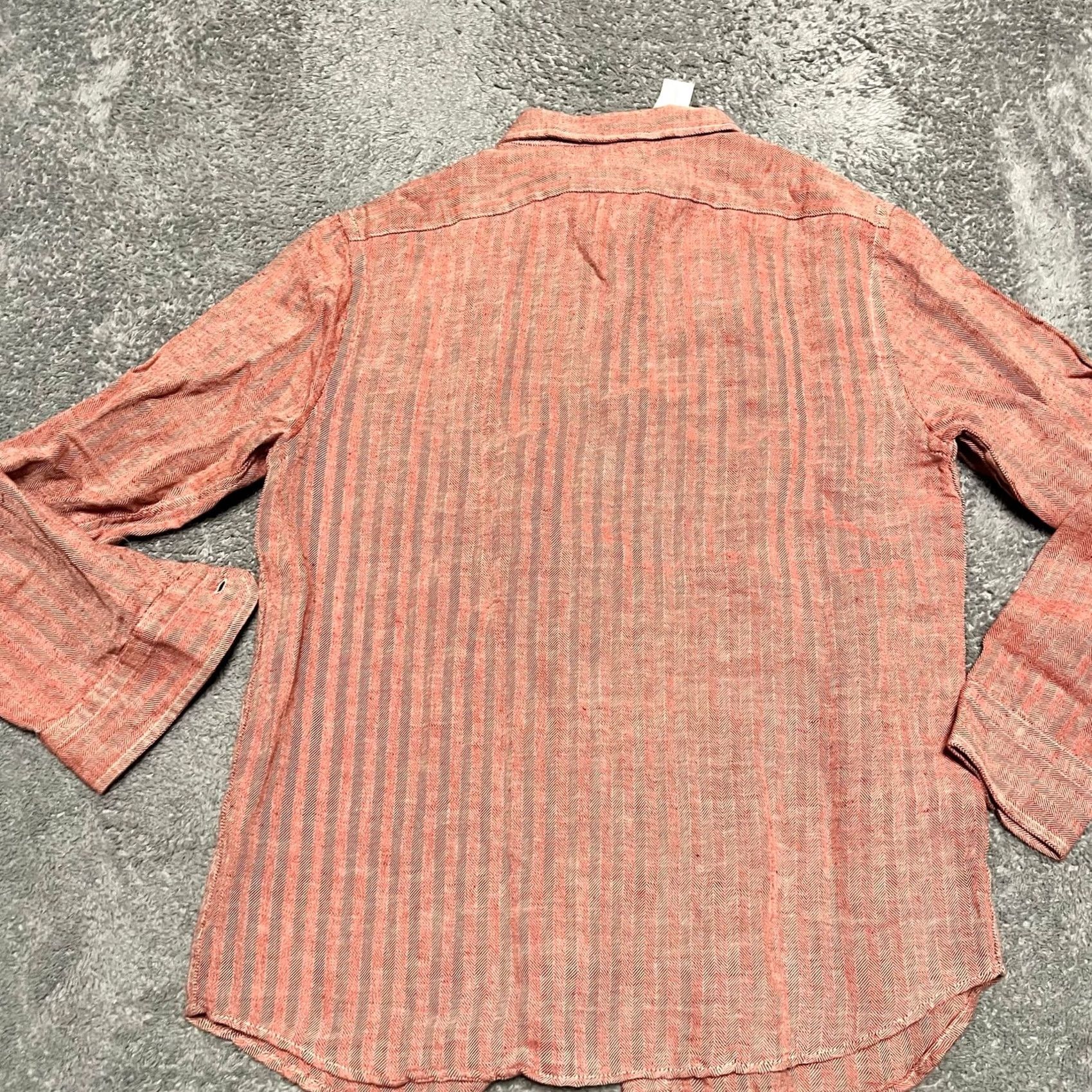 J.Crew J.Crew Shirt Mens Medium Linen Blend Long Sleeve Red Herringbone India Made Size US M / EU 48-50 / 2 - 3 Thumbnail