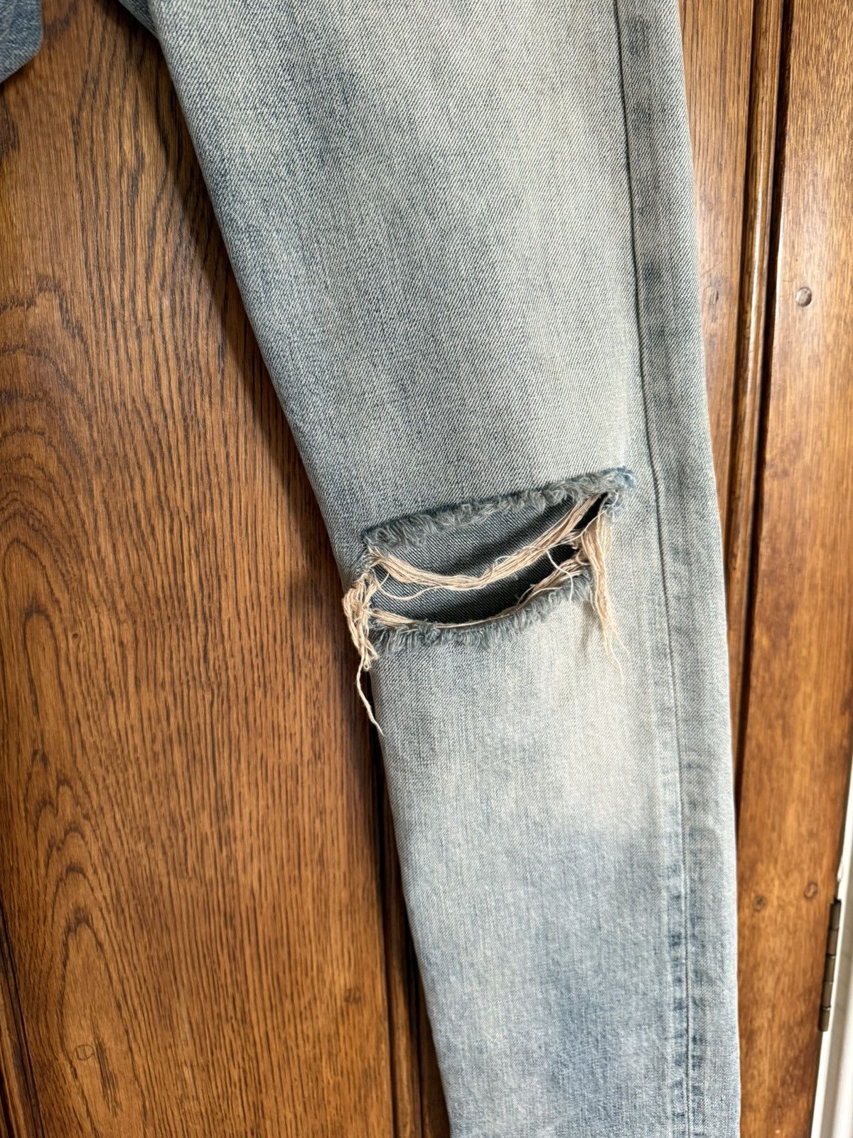 SS16 Saint Laurent selvedge knee rip jeans Hedi 31 crash