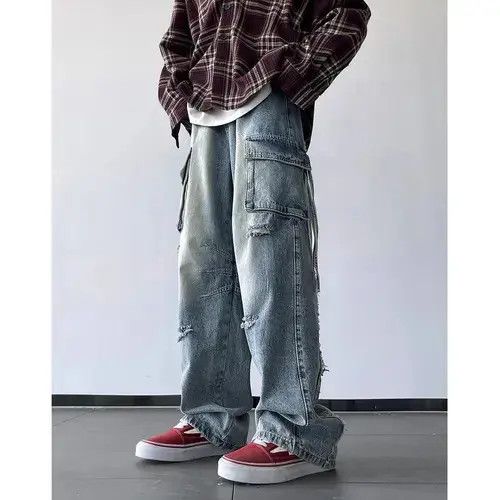 Japanese Brand Ripped Holes Cargo jeans Size US 32 / EU 48 - 1 Thumbnail