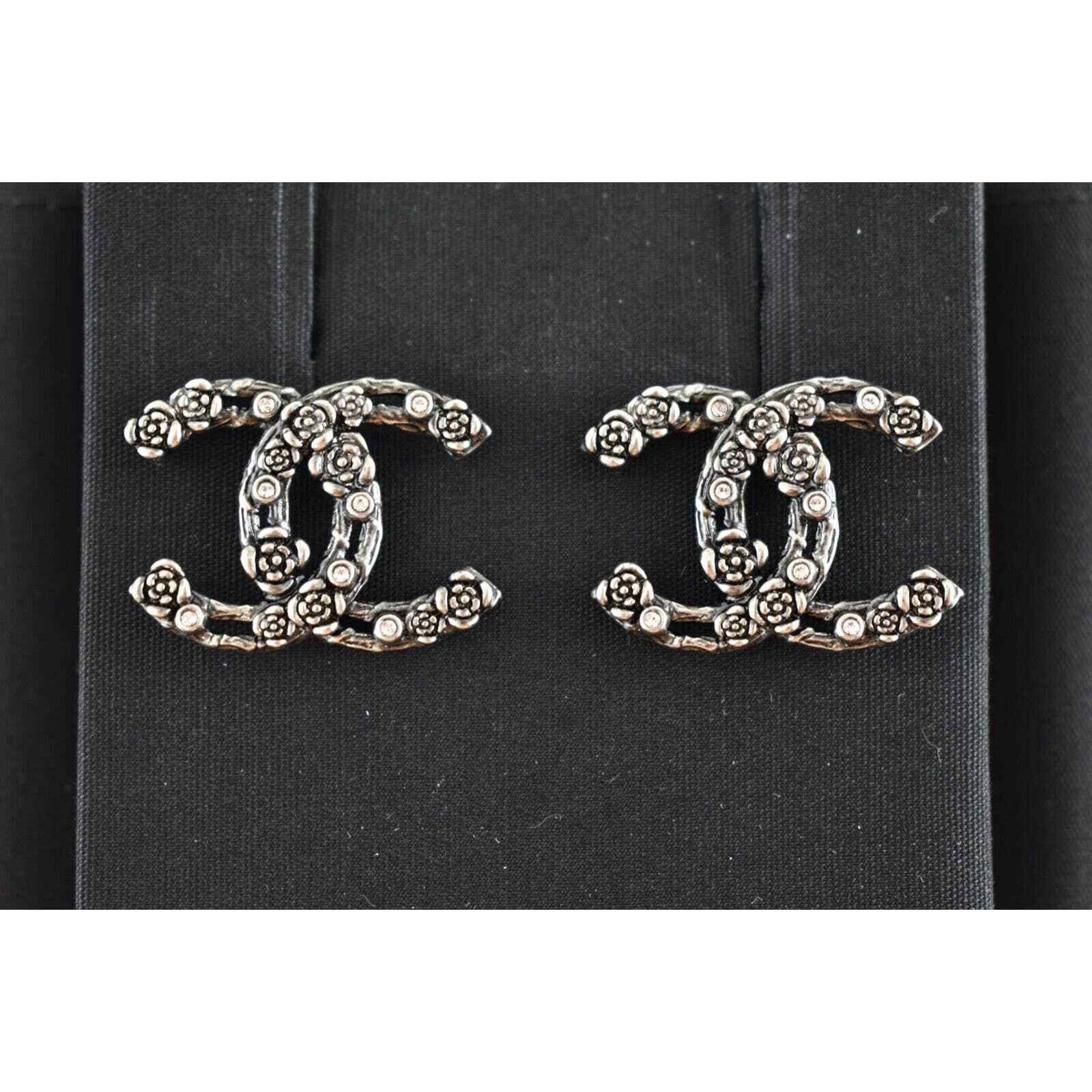 Chanel Chanel Ruthenium Crystal Camellia Statement Drop Earrings Size ONE SIZE - 1 Thumbnail