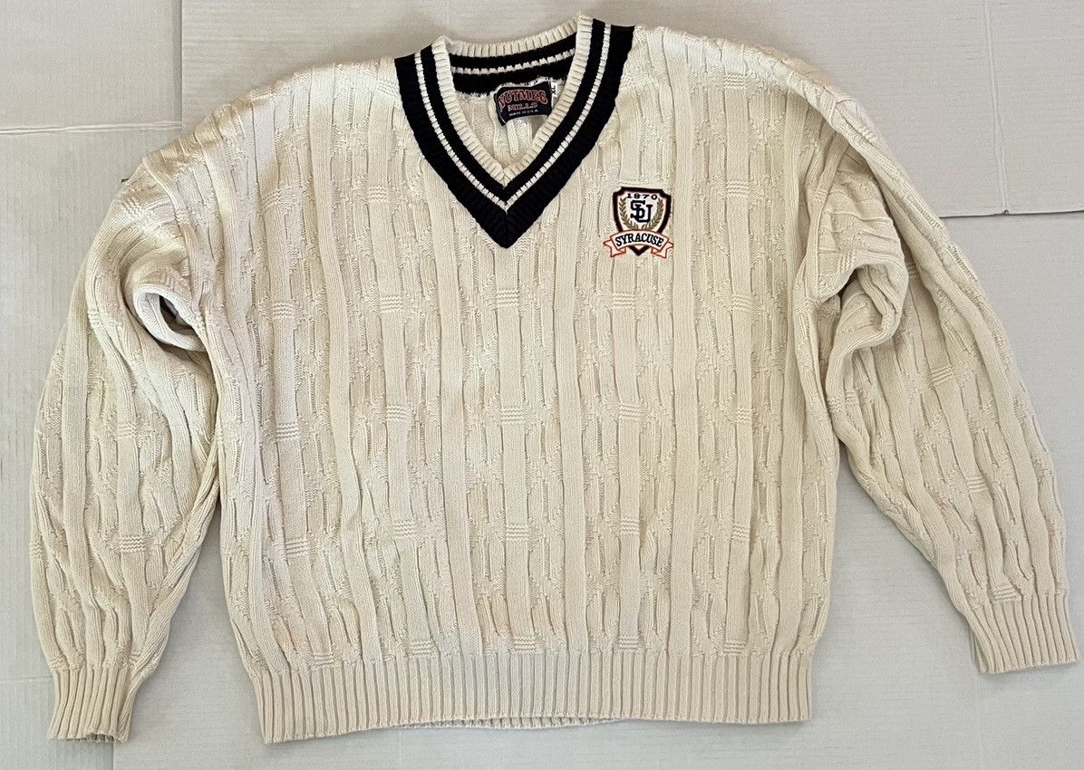 Nutmeg Vintage Nutmeg Mills Syracuse University Sweater White Knit Size US XL / EU 56 / 4 - 1 Thumbnail