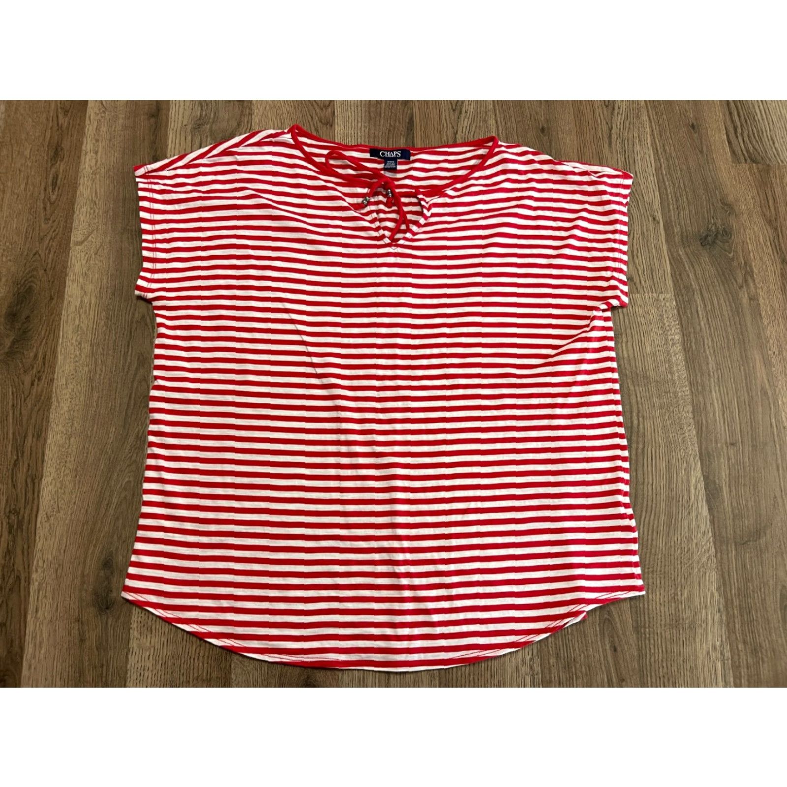Chaps Chaps Shirt Women's Medium Red White Striped Lace Up Shirt Womens M Red White Striped Lace Up Modern Casual Vintage: No (note: cannot add extra info) Size M / US 6-8 / IT 42-44 - 2 Thumbnail