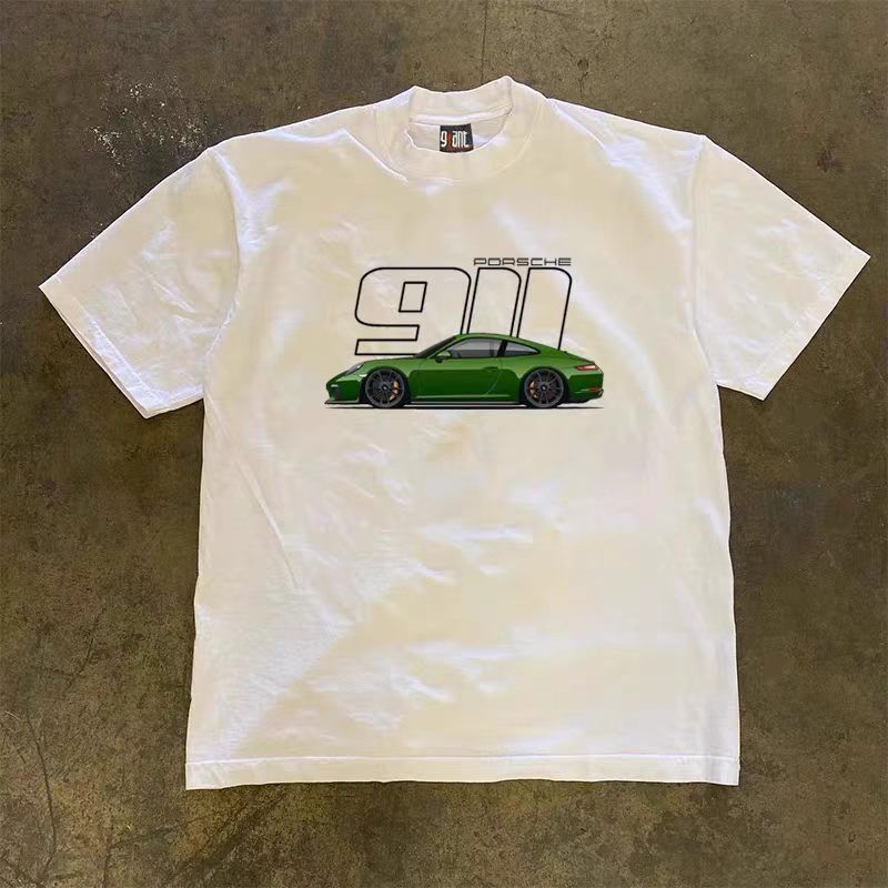 Vintage White Vintage Car Print Cotton T-Shirt Size US M / EU 48-50 / 2 - 1 Thumbnail