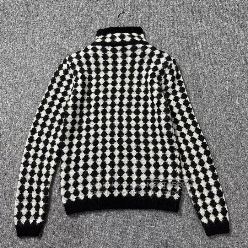 Saint Laurent Paris Saint Laurent Paris Black and White Diamond High-neck Knit Size US S / EU 44-46 / 1 - 4 Thumbnail