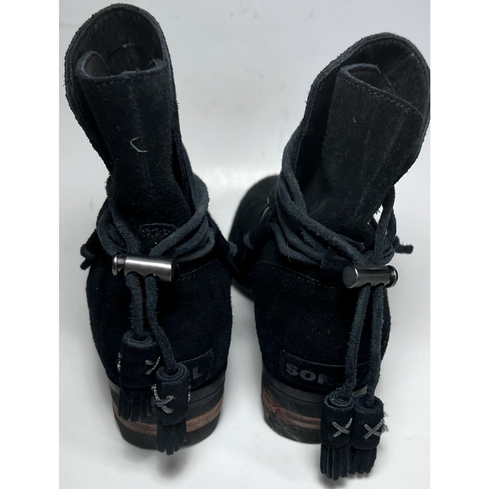 SOREL SOREL Farah Bootie Boots Ankle Black Suede Leather Tie Tassel Size 7.5 Women) Size 30" / US 8 / IT 44 - 5 Thumbnail