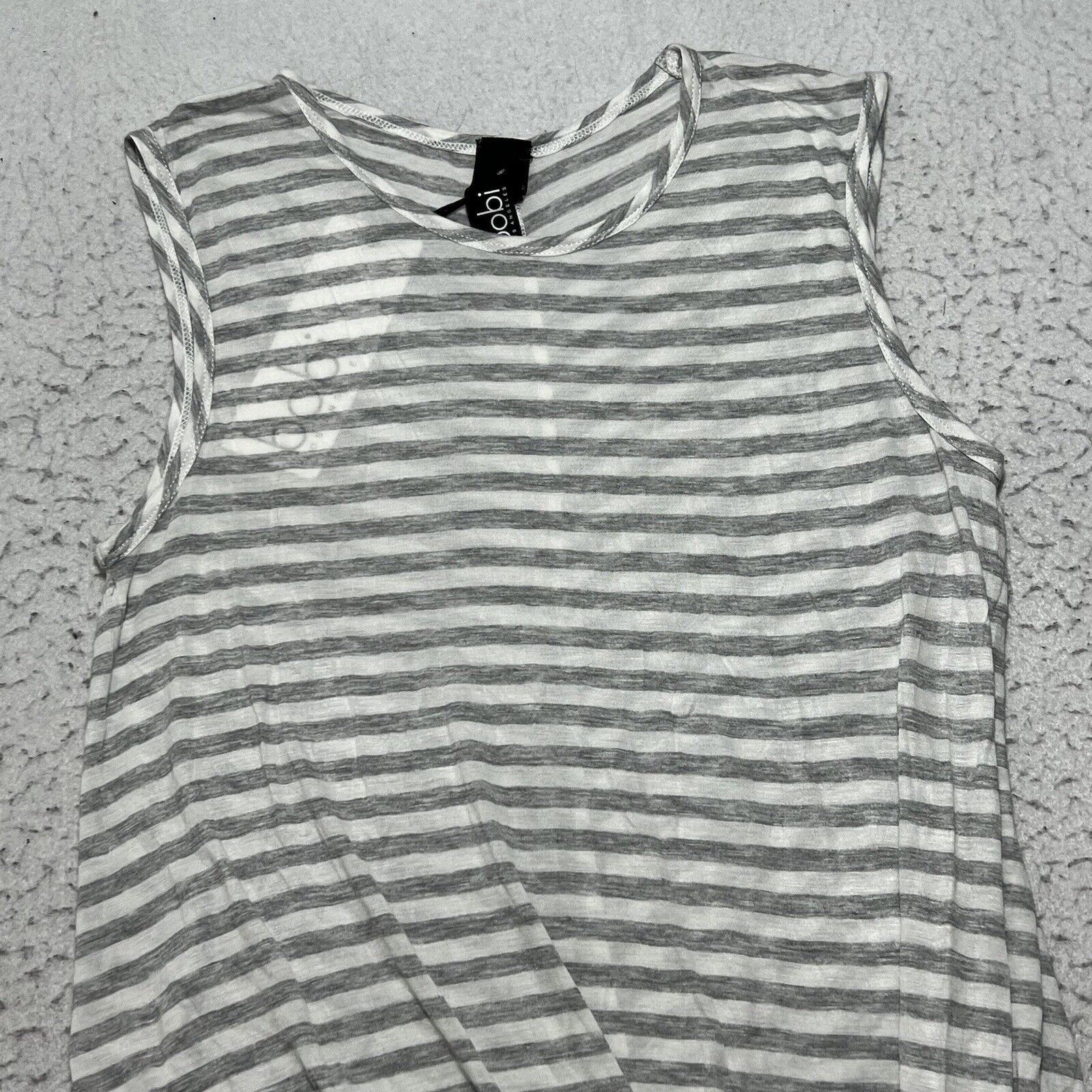 Nordstrom Bobi Sleeveless Tank Top Tie Strap Gray + White Striped Size XS / US 0-2 / IT 36-38 - 2 Thumbnail