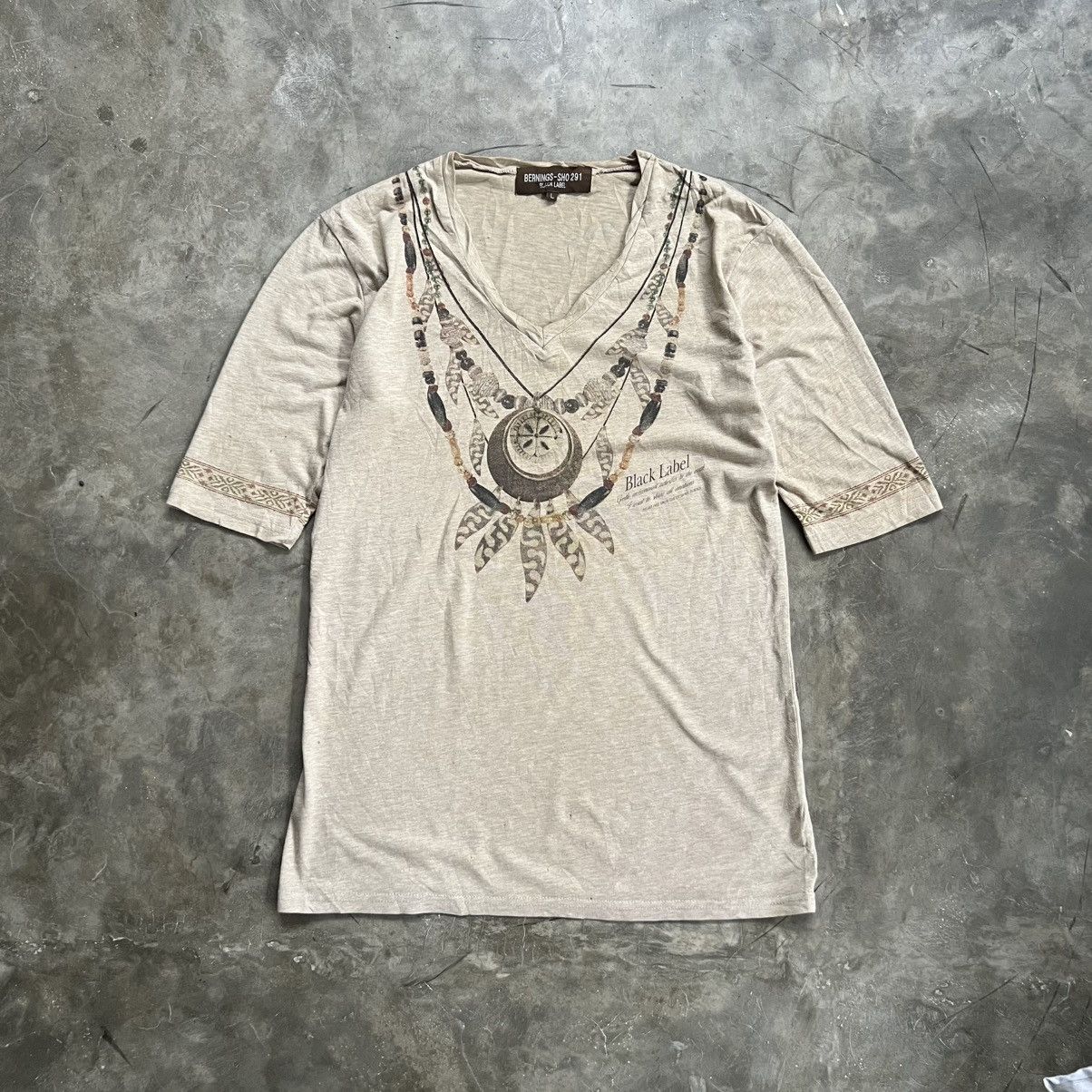 2000’s Bernings Sho 291 Black Label Necklace Printed Shirt