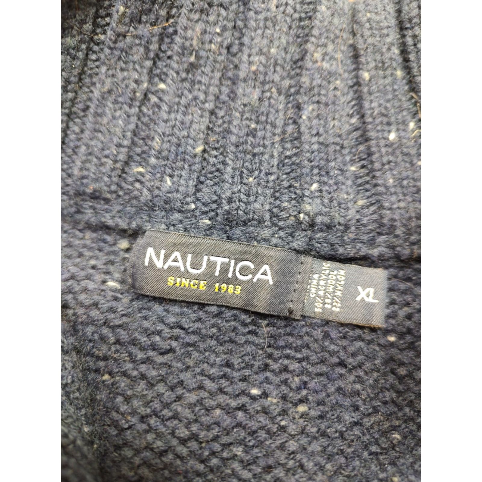 Nautica Nautica Mens Navy Button Mock Neck Wool Blend Sweater XL Blue Classic Pullover Winter Fall Spring Size US XL / EU 56 / 4 - 6 Thumbnail