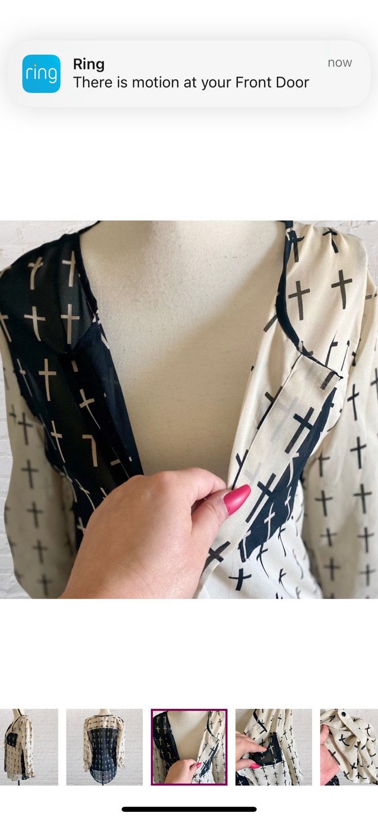 Other DEEP PLUNGE CROSS PRINT PULLOVER BLOUSE TOP Size M / US 6-8 / IT 42-44 - 4 Thumbnail