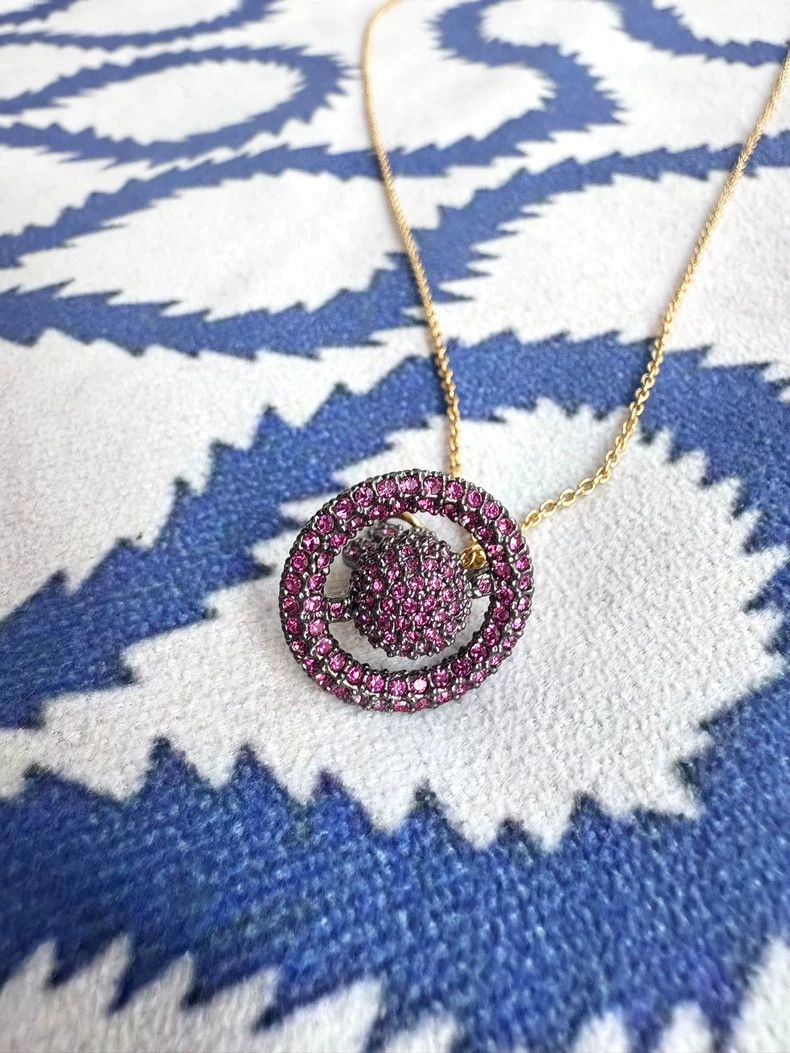 Vivienne Westwood Vivienne Westwood Purple Full Diamond-Set Orb Planet Neckl Size ONE SIZE - 2 Thumbnail