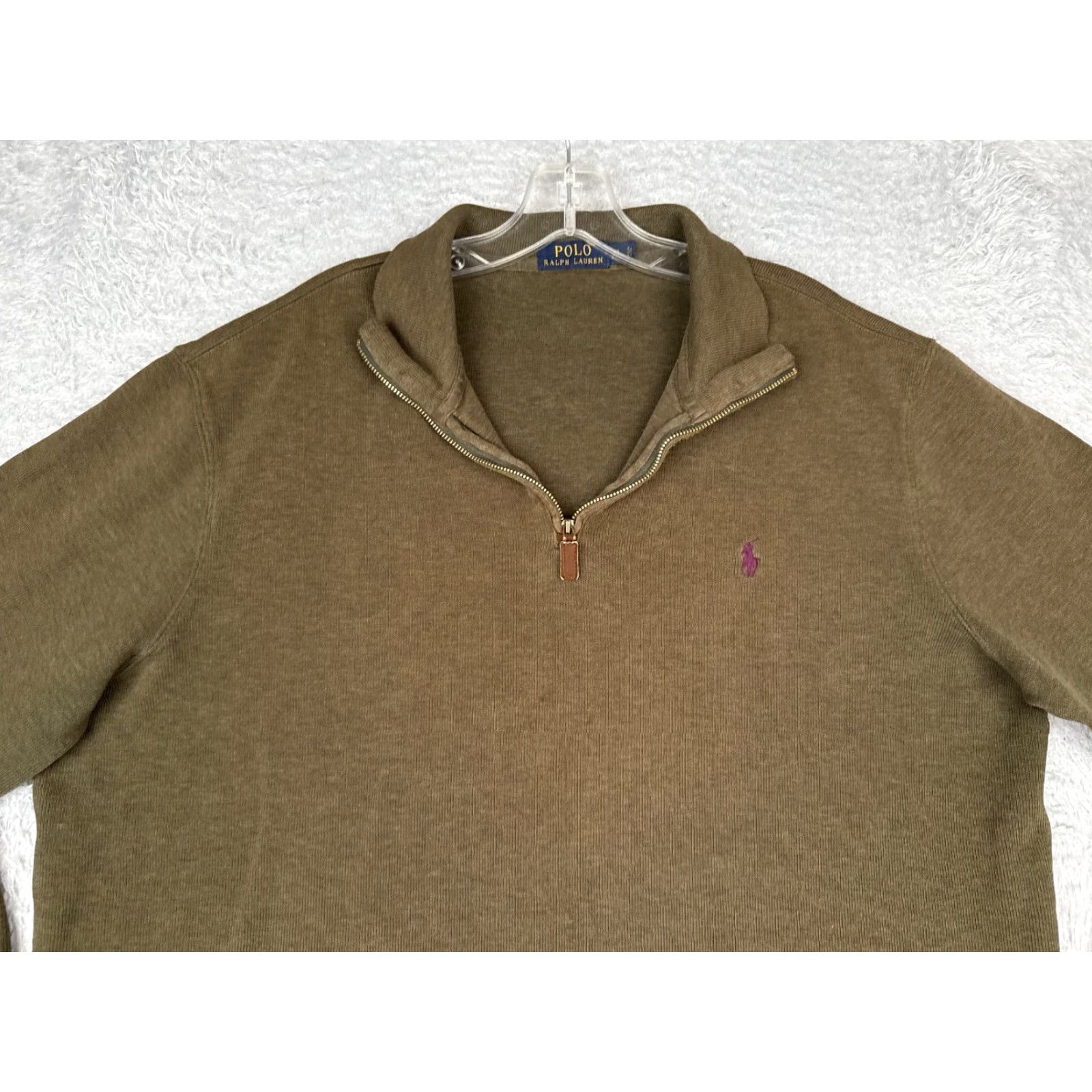 Polo Ralph Lauren Polo Ralph Lauren Sweater Men XL Brown 1/4 Zip Mock Neck 100% Cotton Pullover Knit Subtle Embroidered Logo Size US XL / EU 56 / 4 - 4 Thumbnail