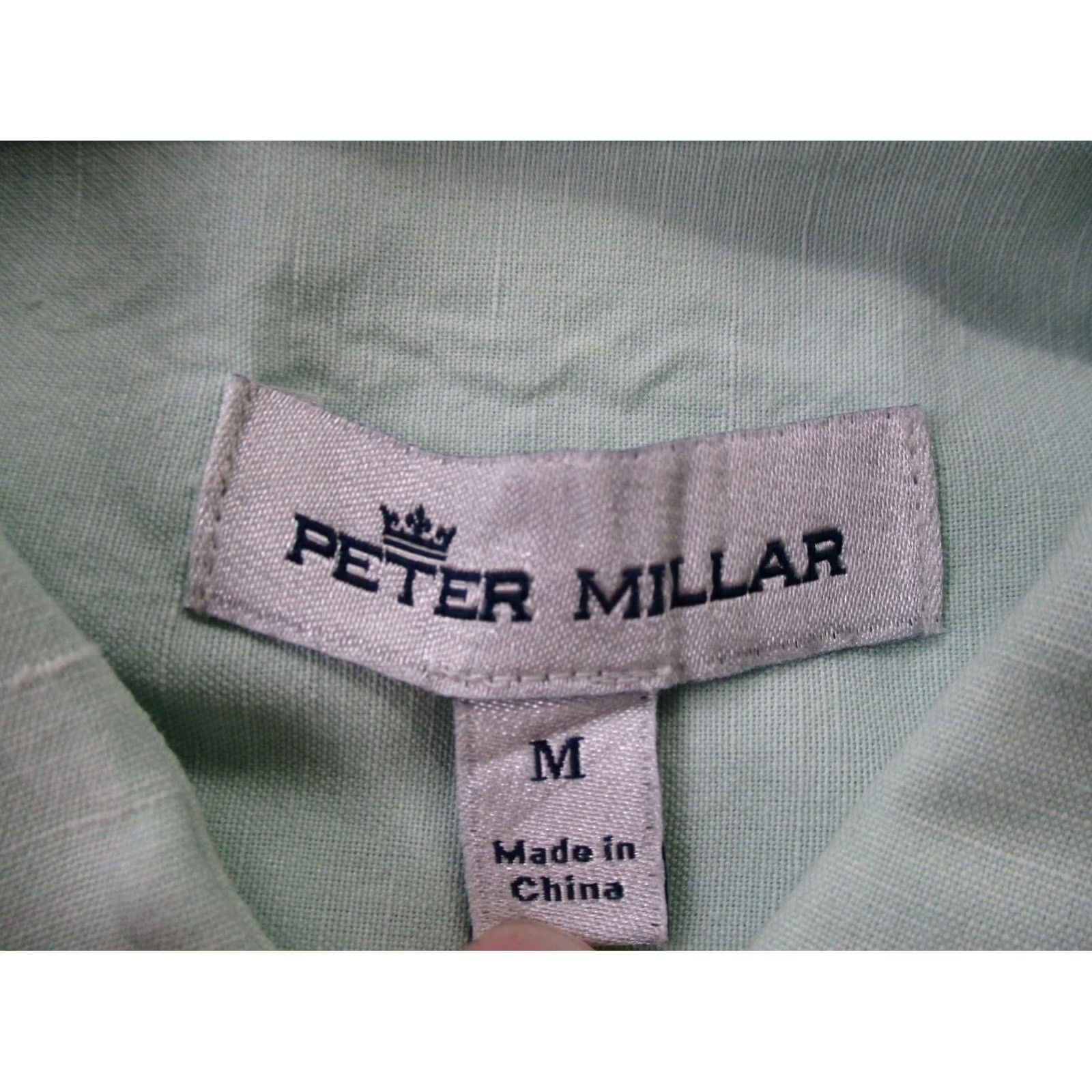 Peter Millar Peter Millar Shirt Mens M Green Linen Silk Blend Lightweight Preppy Business Button-Up Collared Long Sleeve Size US M / EU 48-50 / 2 - 6 Thumbnail
