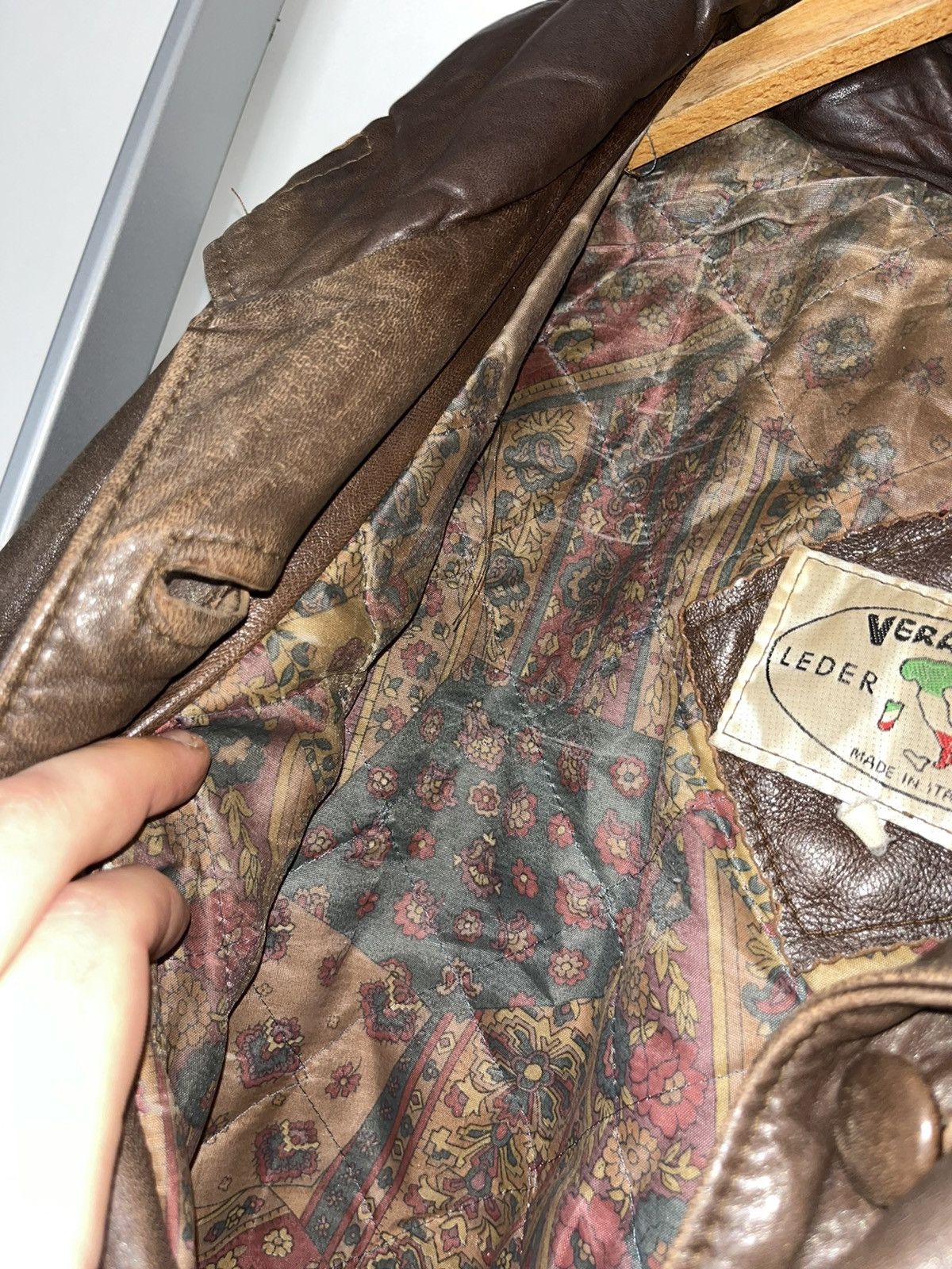 Vintage Vintage 80’s Italian Distressed Leather Jacket 90 Y2K Milita Size US M / EU 48-50 / 2 - 7 Thumbnail