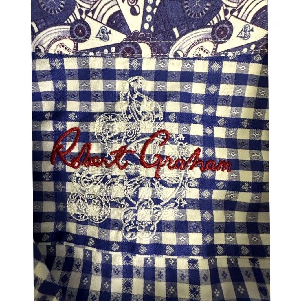 Robert Graham Robert Graham Shirt Mens XL Purple Checkered Dress Shirt Button Up French Cuff Long Sleeve Vintage No Size 46R - 4 Thumbnail