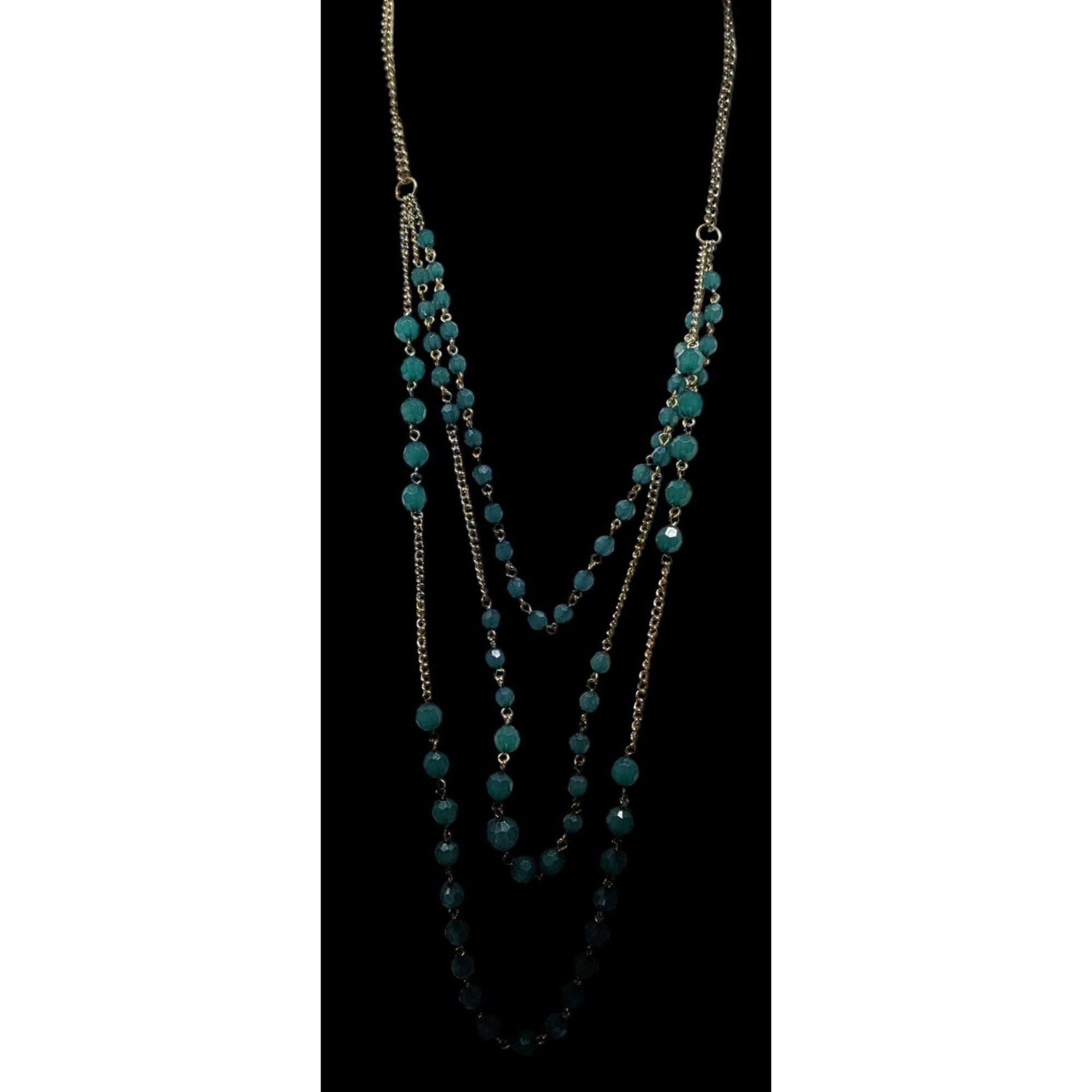 Other Layered Gold Chain Necklace With Green Beads Size ONE SIZE - 2 Thumbnail