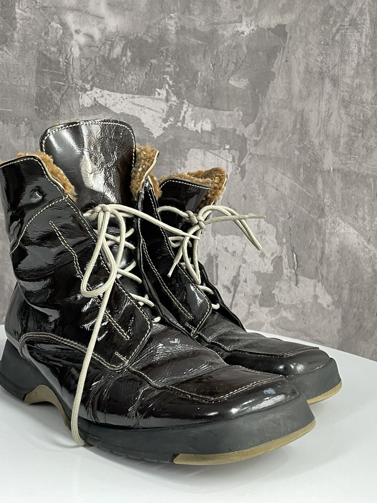 20471120 Vintage Y2K Faux Fur Glamour Bright Prada Style boots Size US 10 / IT 40 - 3 Thumbnail