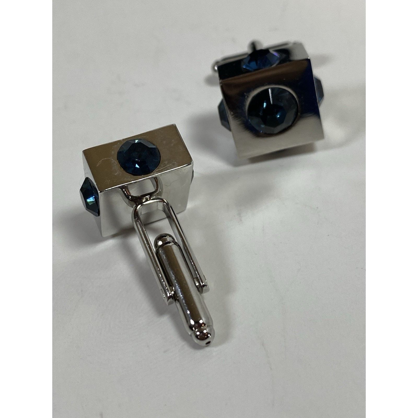 Other Cubic Cufflinks w Blue Stones Size ONE SIZE - 6 Thumbnail
