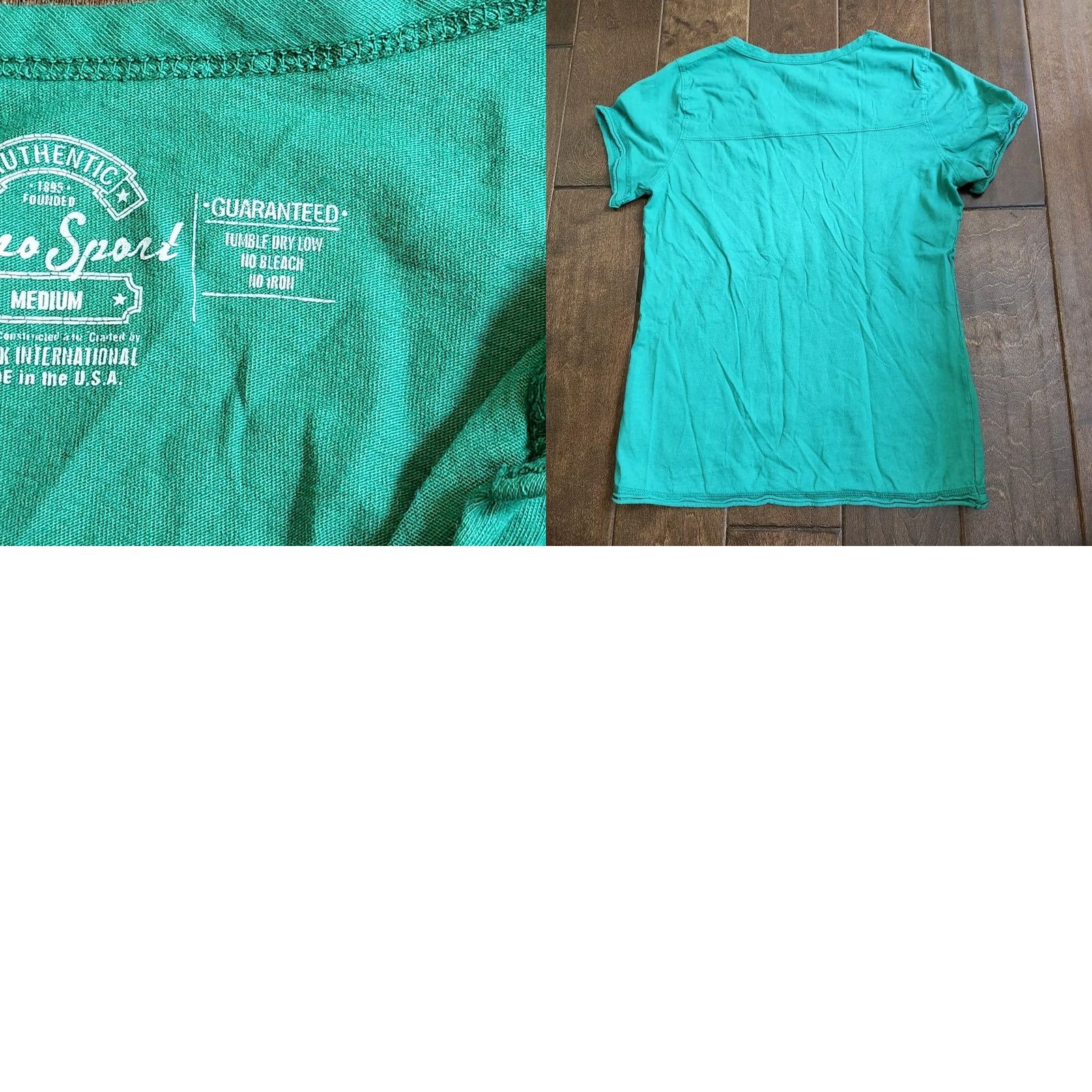 Vintage Retro Sport New York Jets Logo Junior Shirt M Teens V-Neck Green Short Sleeve Pullover 100% Cotton Casual Travel Size M / US 6-8 / IT 42-44 - 9 Thumbnail