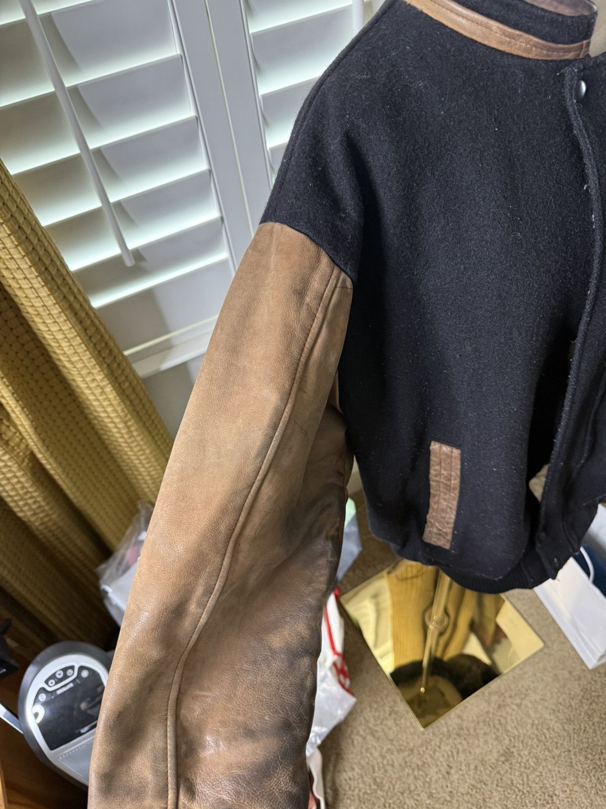 Vintage Leather Zipup Varsity jacket Leather Jackets