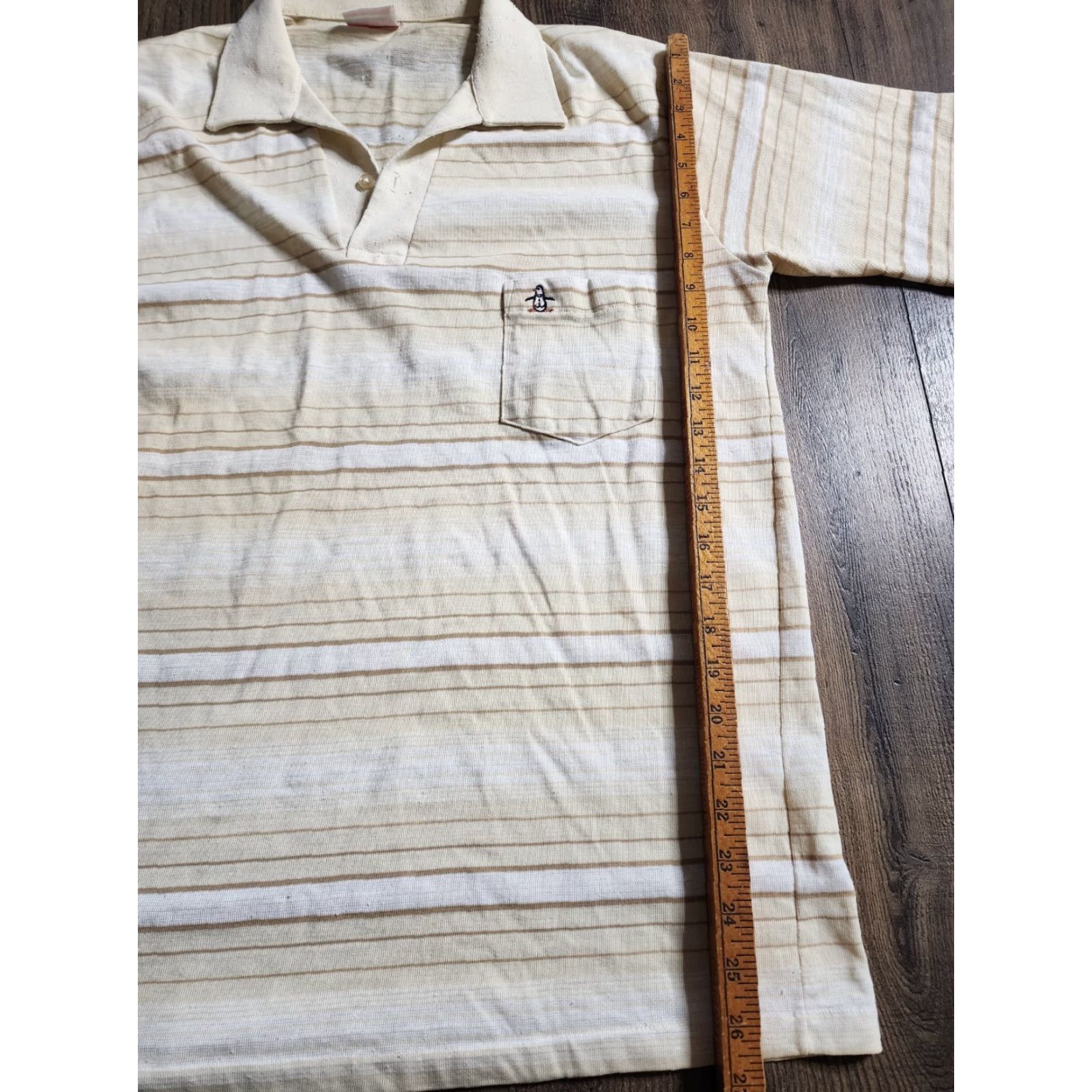 Vintage VINTAGE Grand slam Munsingwear penguin Polo Shirt Golf Striped Mens XL Beige Pine Size US XL / EU 56 / 4 - 3 Thumbnail