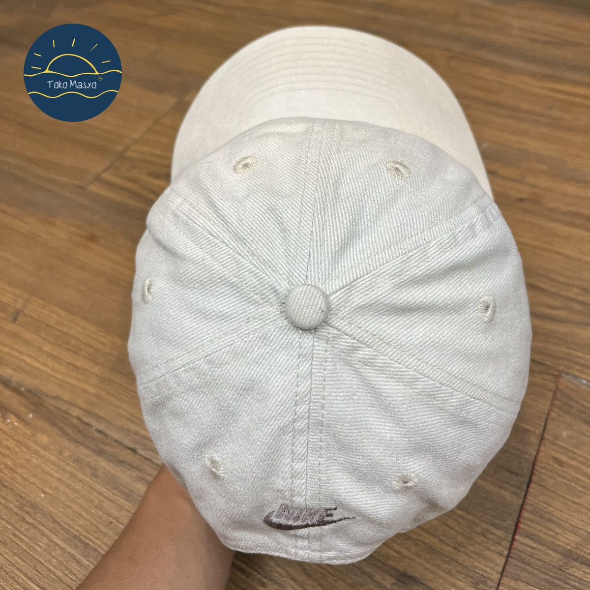 Nike × Vintage Vintage Nike 90’s Embroidered Swoosh Cap Green Visor - Cream Size ONE SIZE - 6 Thumbnail
