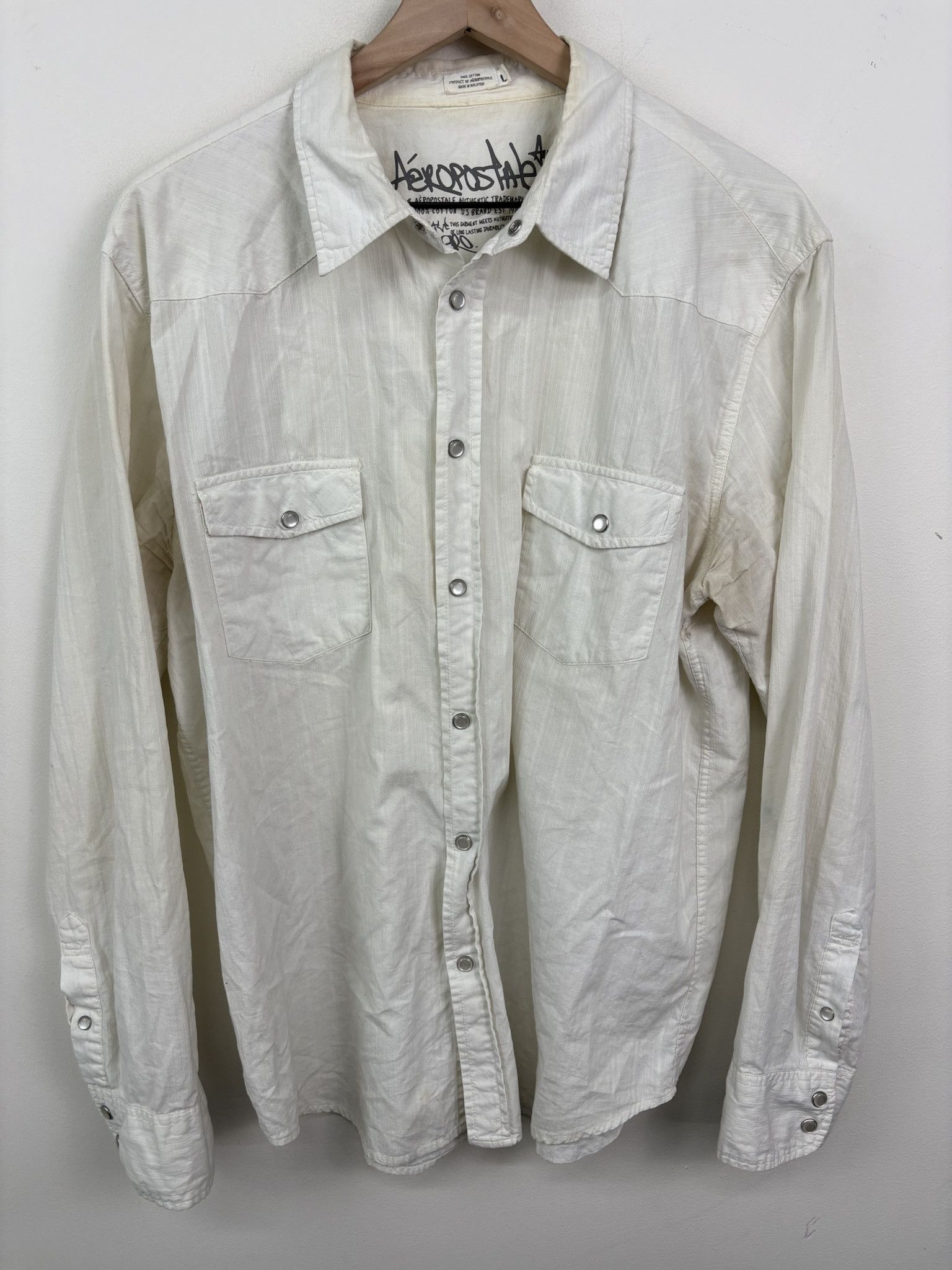 Aeropostale × Polo Ralph Lauren × Vintage Vintage Y2K Aeropostale Plain Collared Button Up Shirt Size L Size US L / EU 52-54 / 3 - 1 Thumbnail