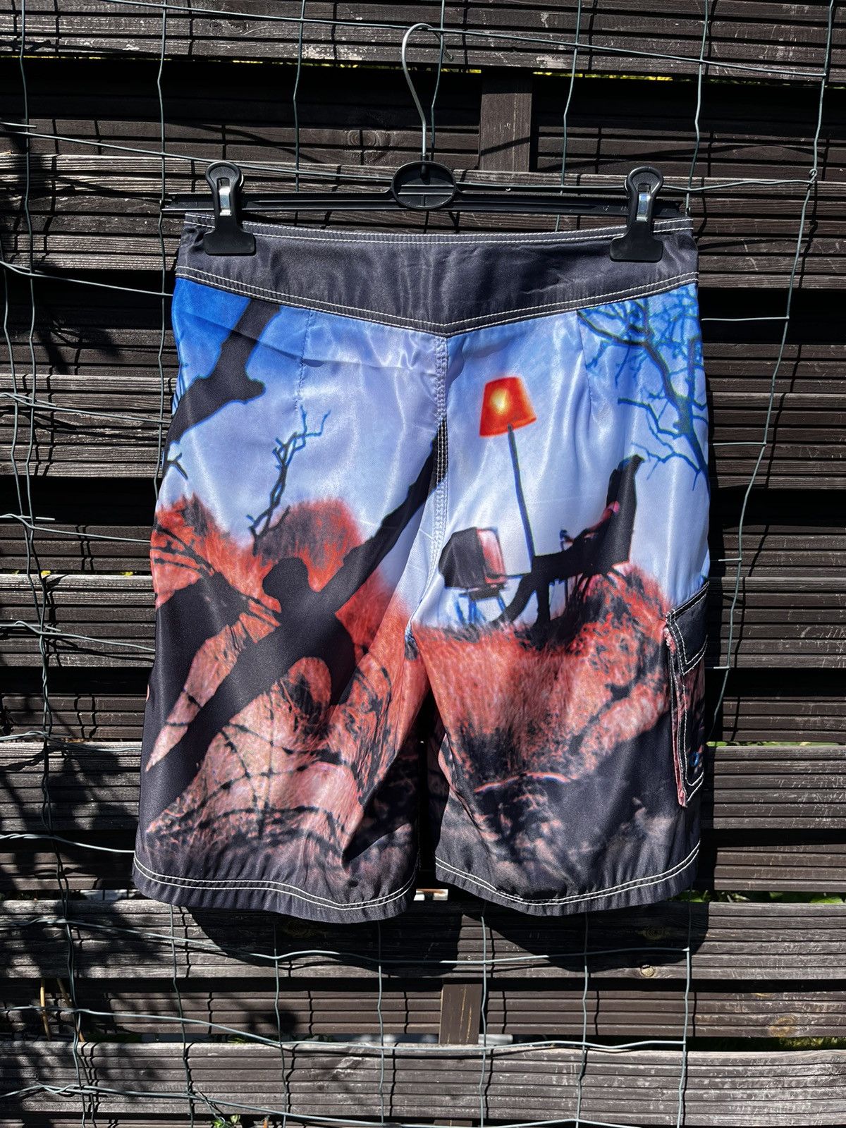 Pink Floyd × Vintage 🎸 PINK FLOYD THE WALL DRAGONFLY RARE SURF SHORTS Y2K TRUNKS Size US 32 / EU 48 - 10 Thumbnail
