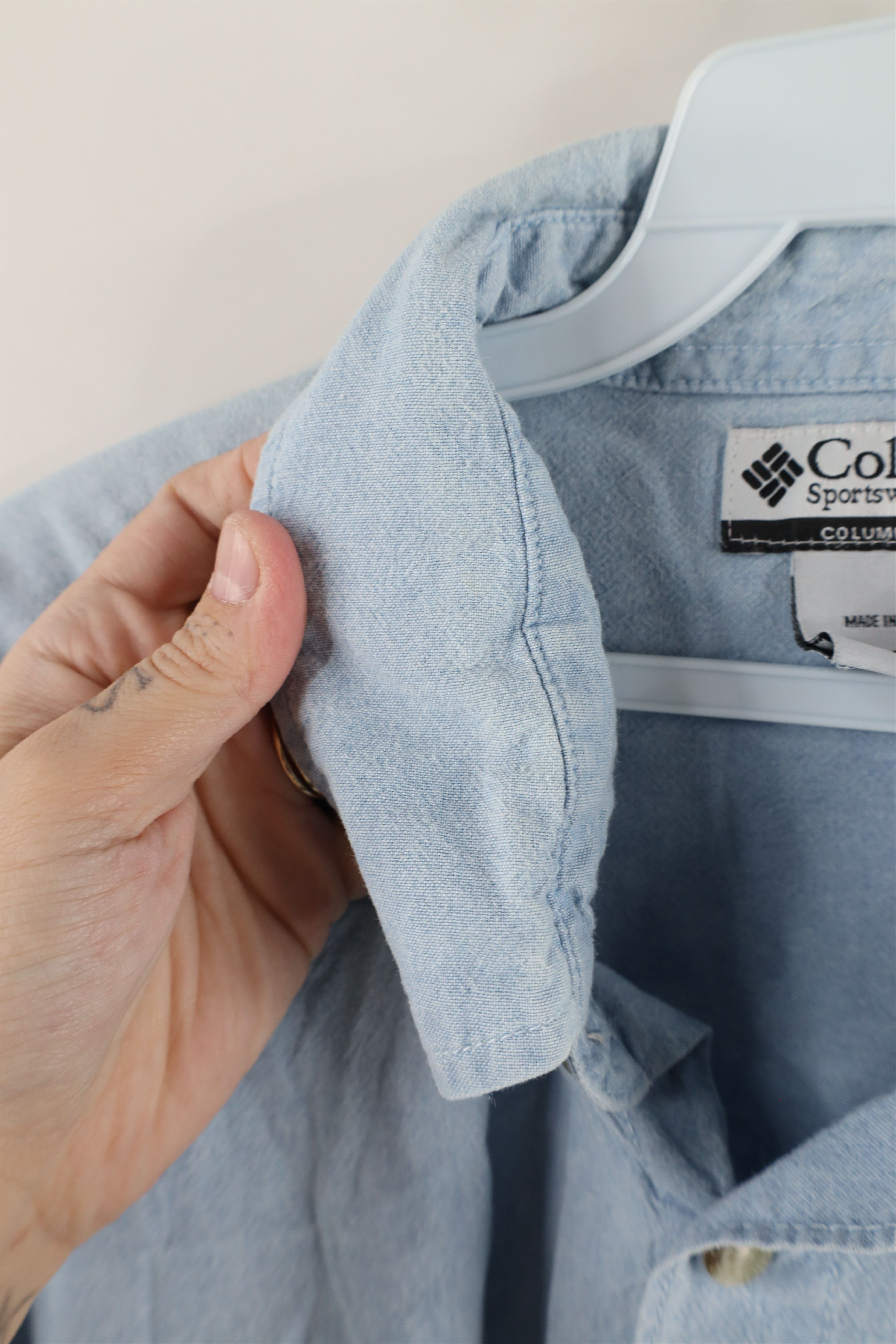 Columbia × Vintage Vtg 90s Columbia Out Denim Short Sleeve Button Down Shirt Size US XL / EU 56 / 4 - 5 Thumbnail