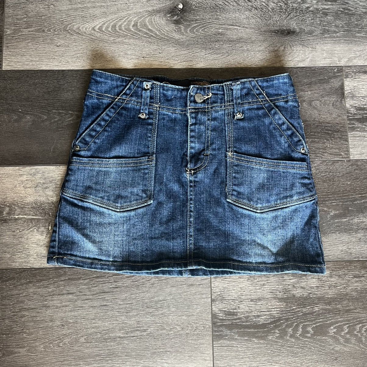 Vintage Vintage Y2K 2000s Epic Threads Denim Jean Mini Skirt Washed Size 26" / US 2 / IT 38 - 2 Thumbnail