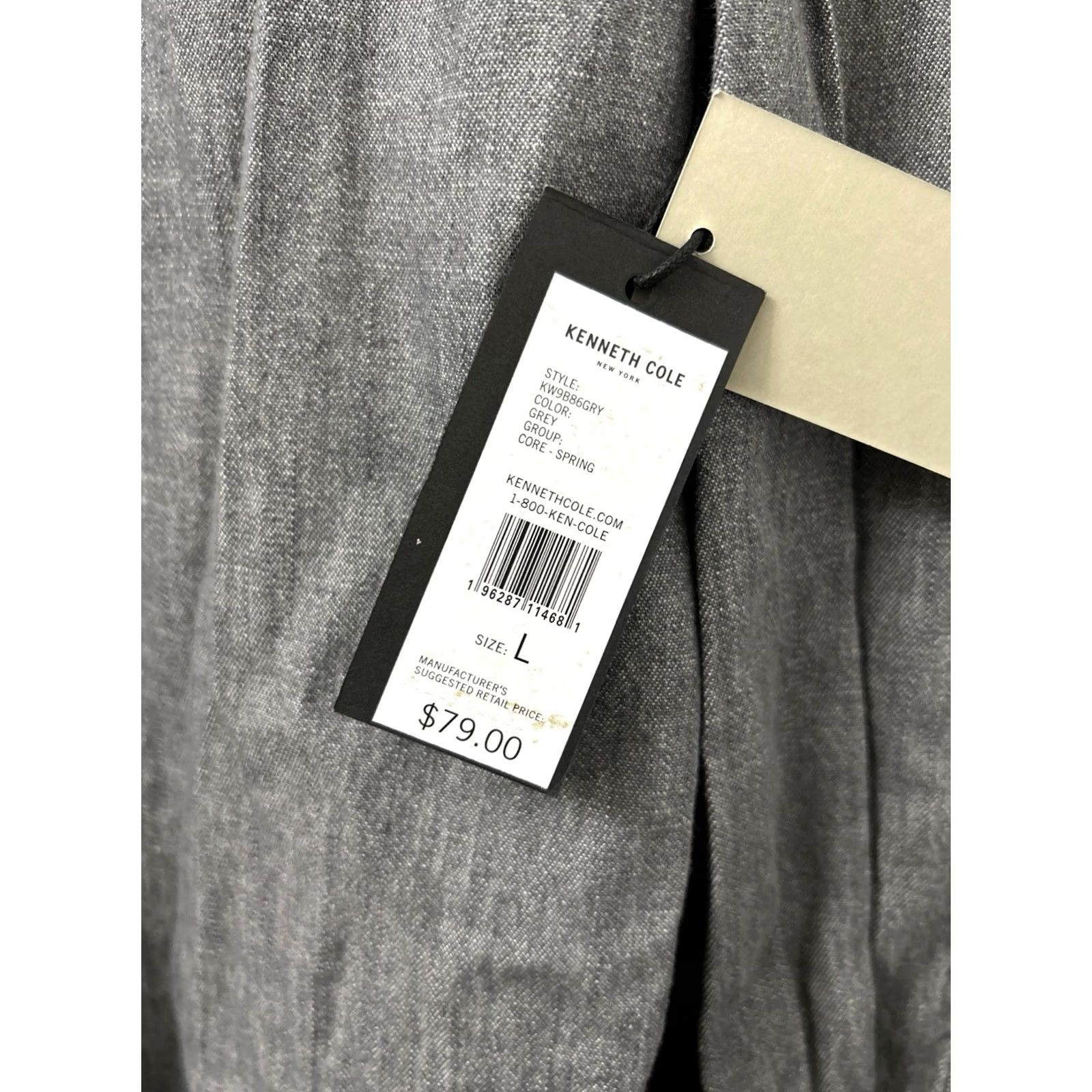 Kenneth Cole Kenneth Cole New York Shirt Mens L Gray Oxford Slim Fit Stretch Button Down L/S Size US L / EU 52-54 / 3 - 7 Thumbnail